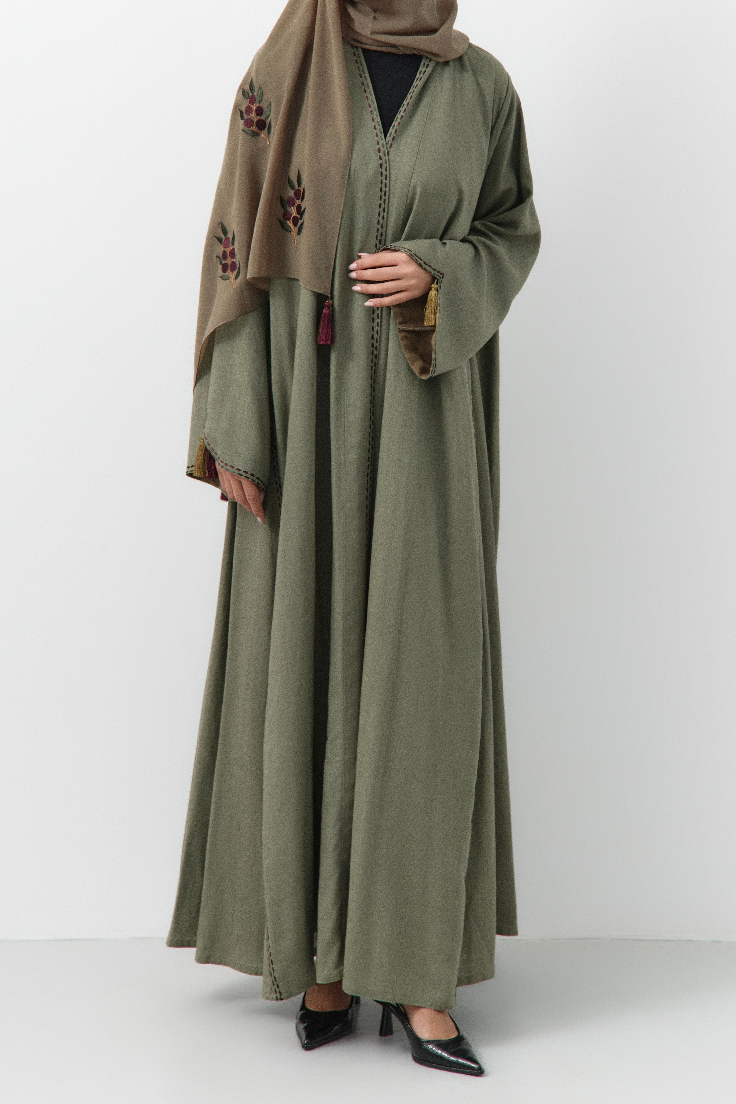 Olive Embroidery Abaya