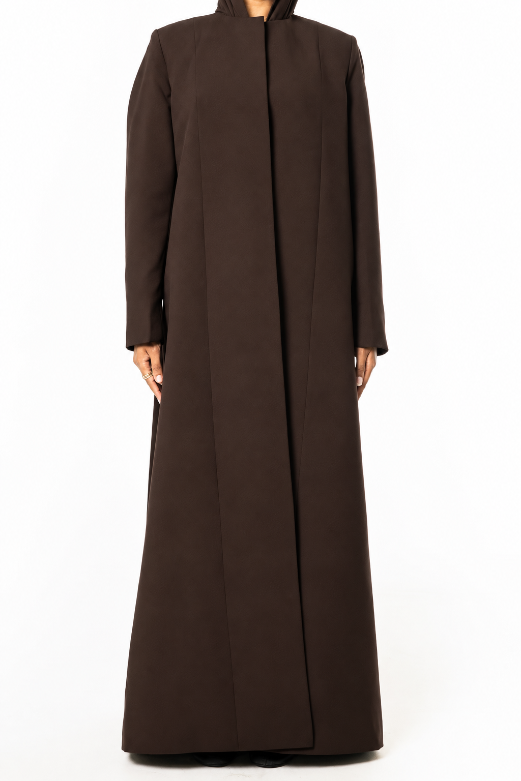 Chocolate Brown Structured Coat Abaya