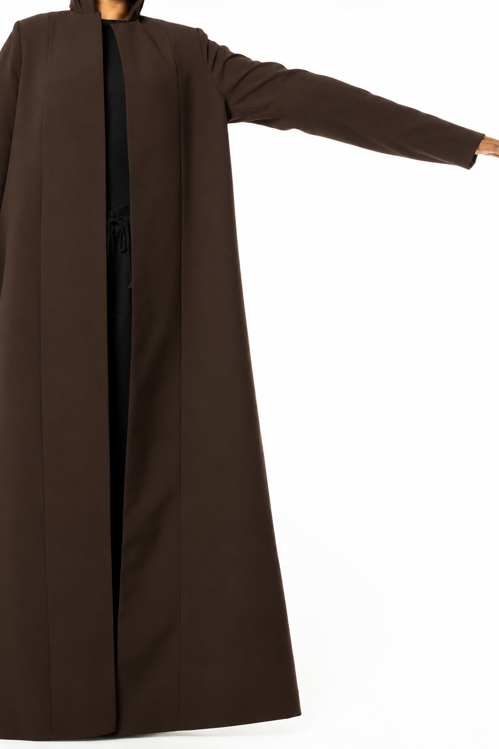 Chocolate Brown Structured Coat Abaya