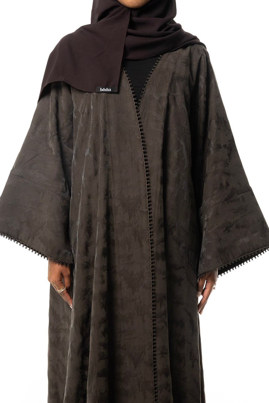 Olive Textured Trim Abaya