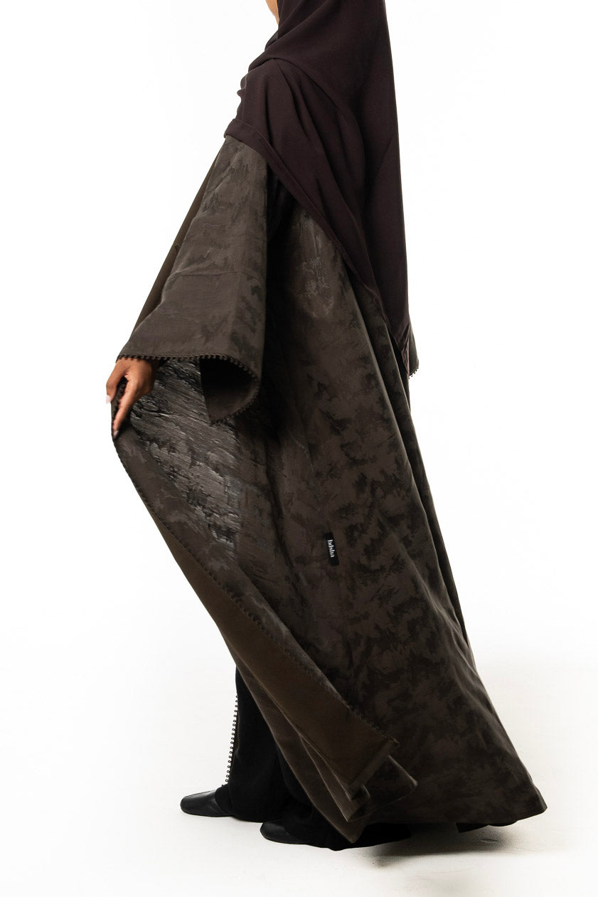 Olive Textured Trim Abaya