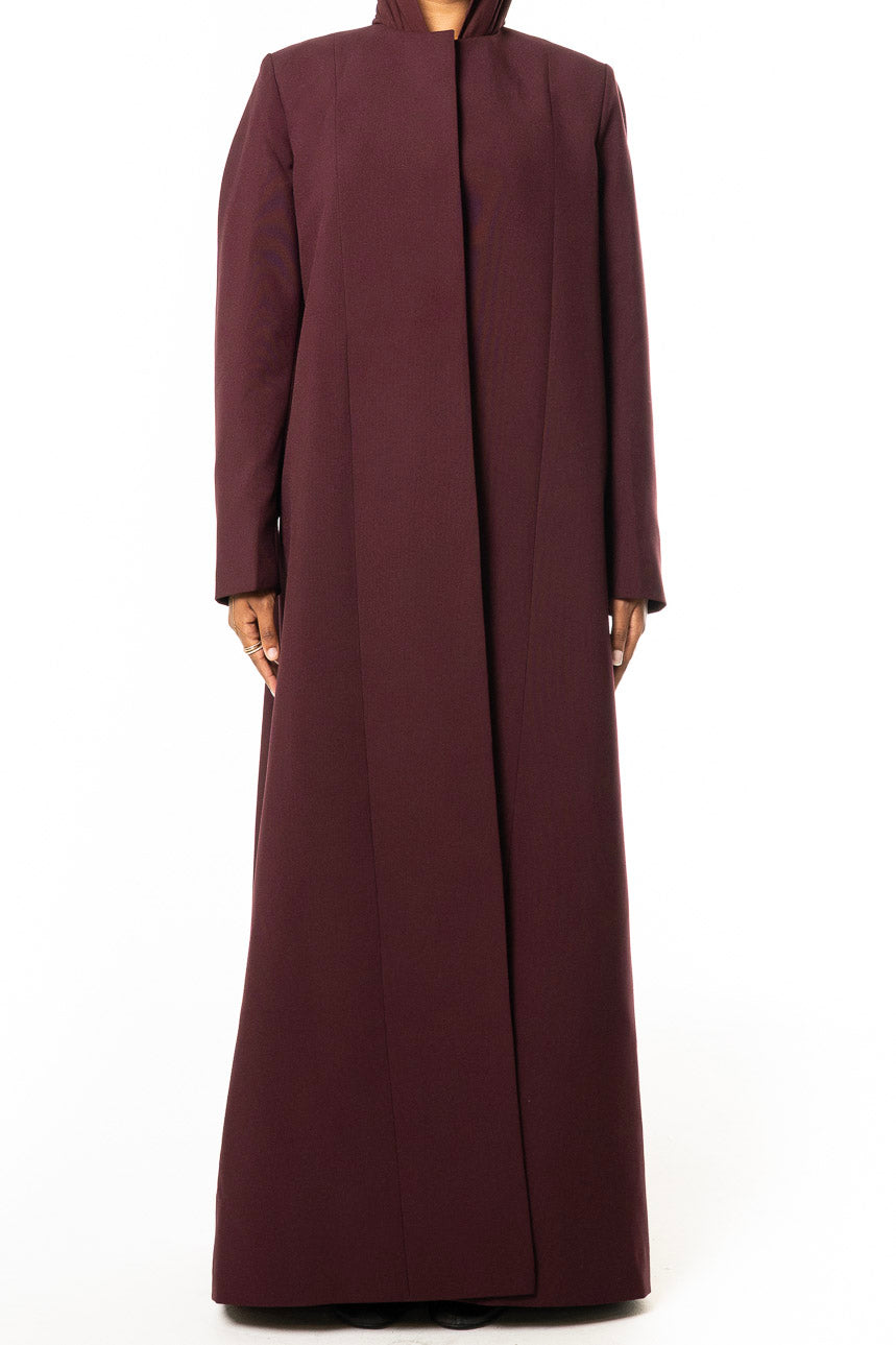 Maroon Structured Coat Abaya