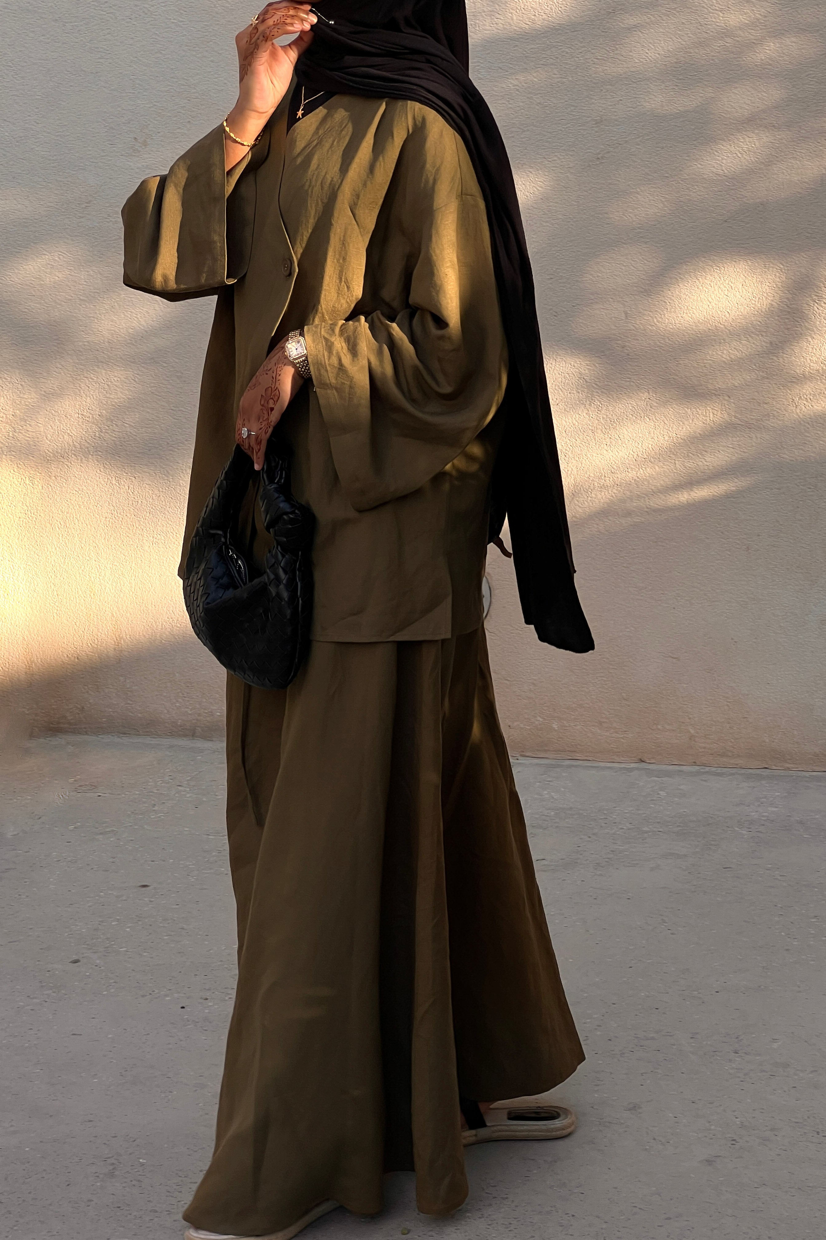 Olive Green Linen Blend Top - 1 Week