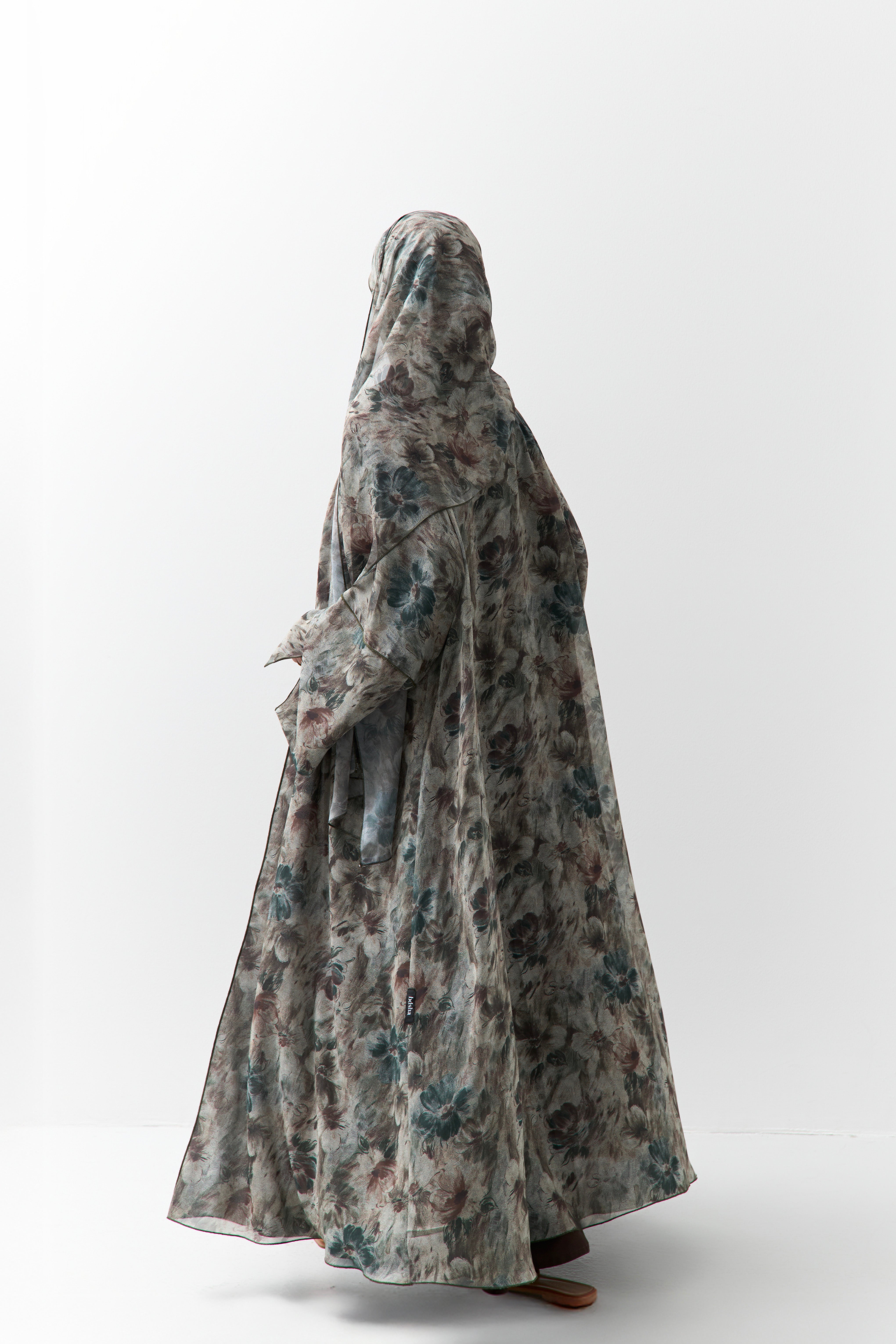Olive Blossom Printed Reversible Abaya