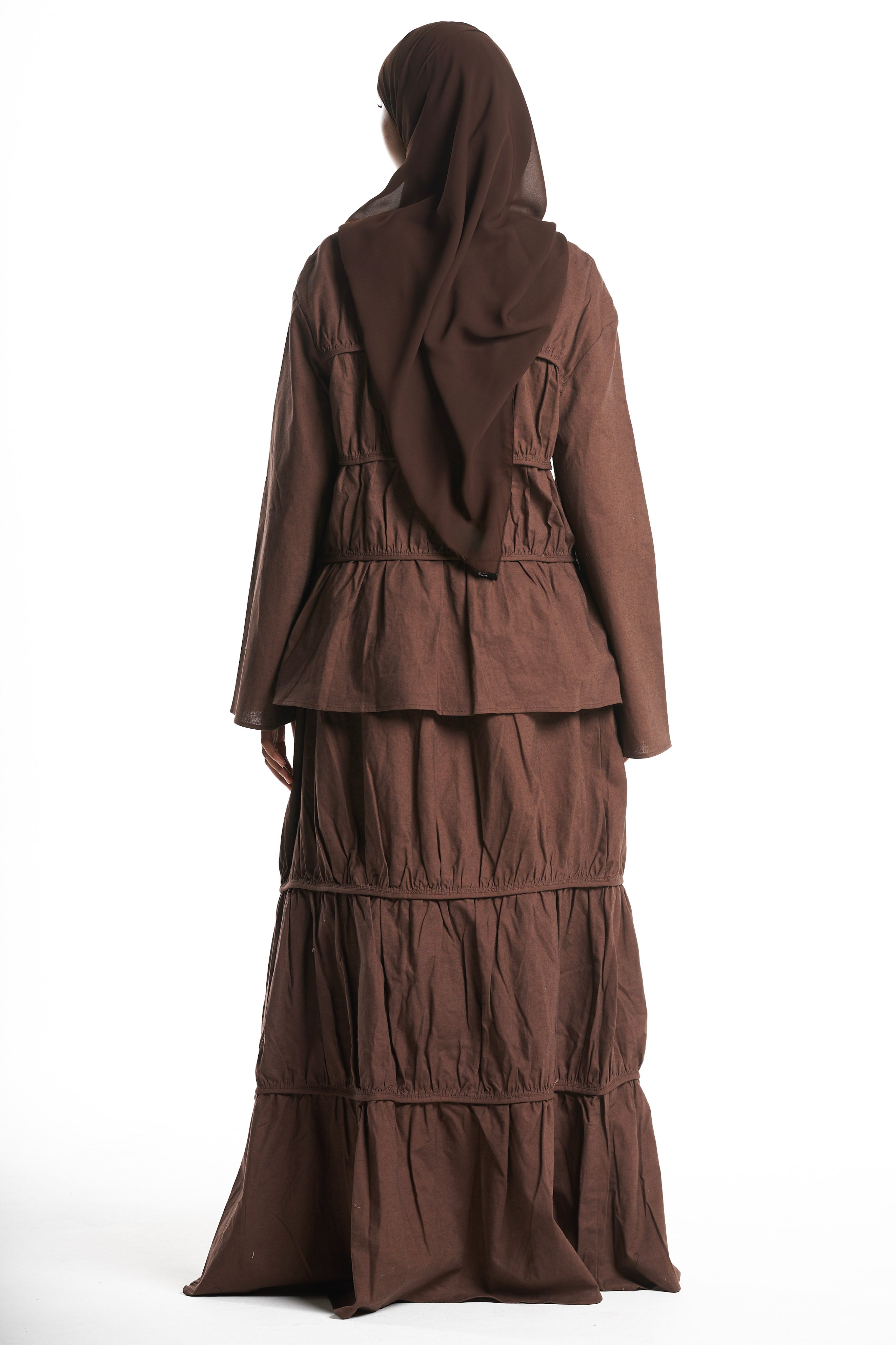 Brown Tiered Peplum Top