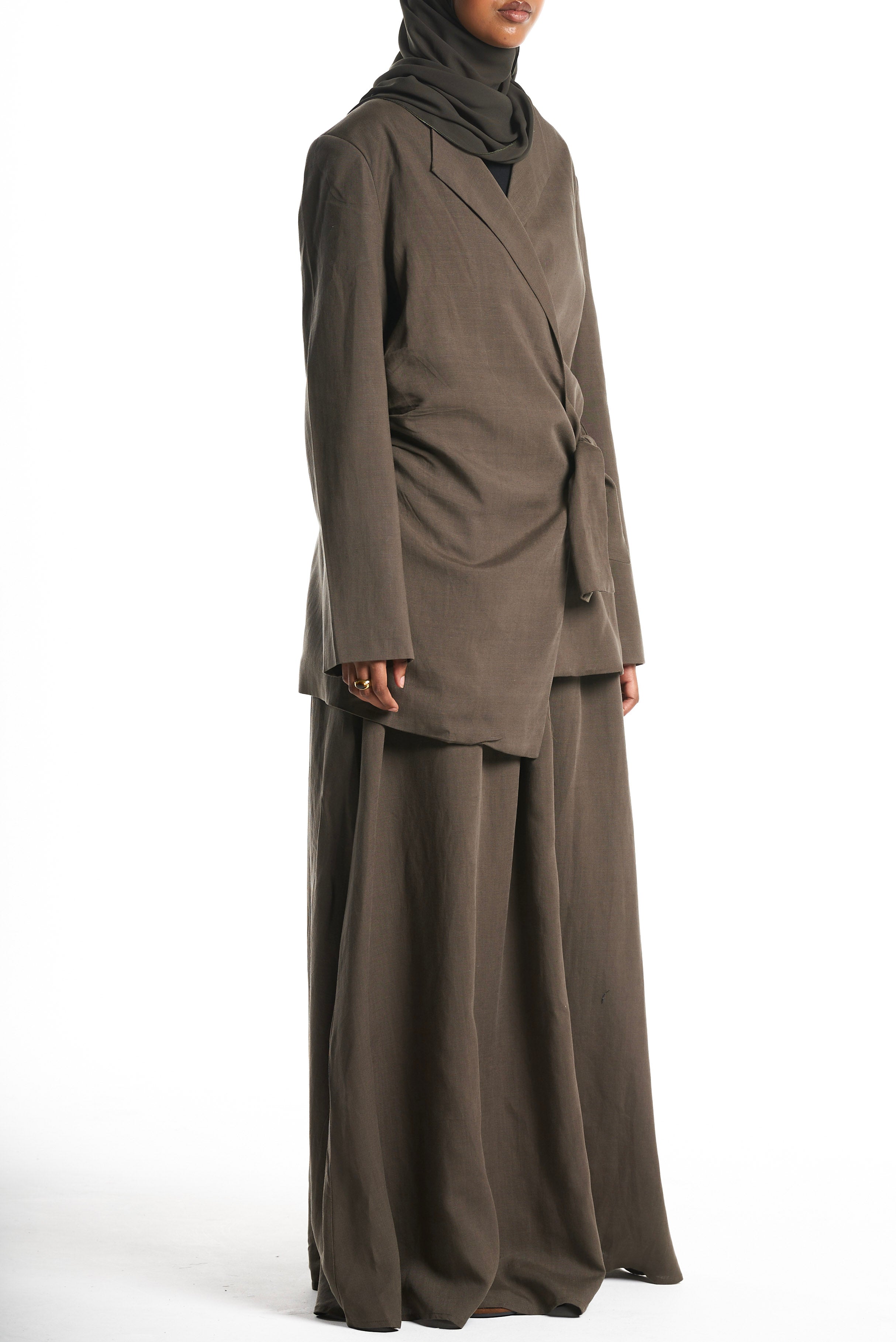 Olive Tailored Wrap Top