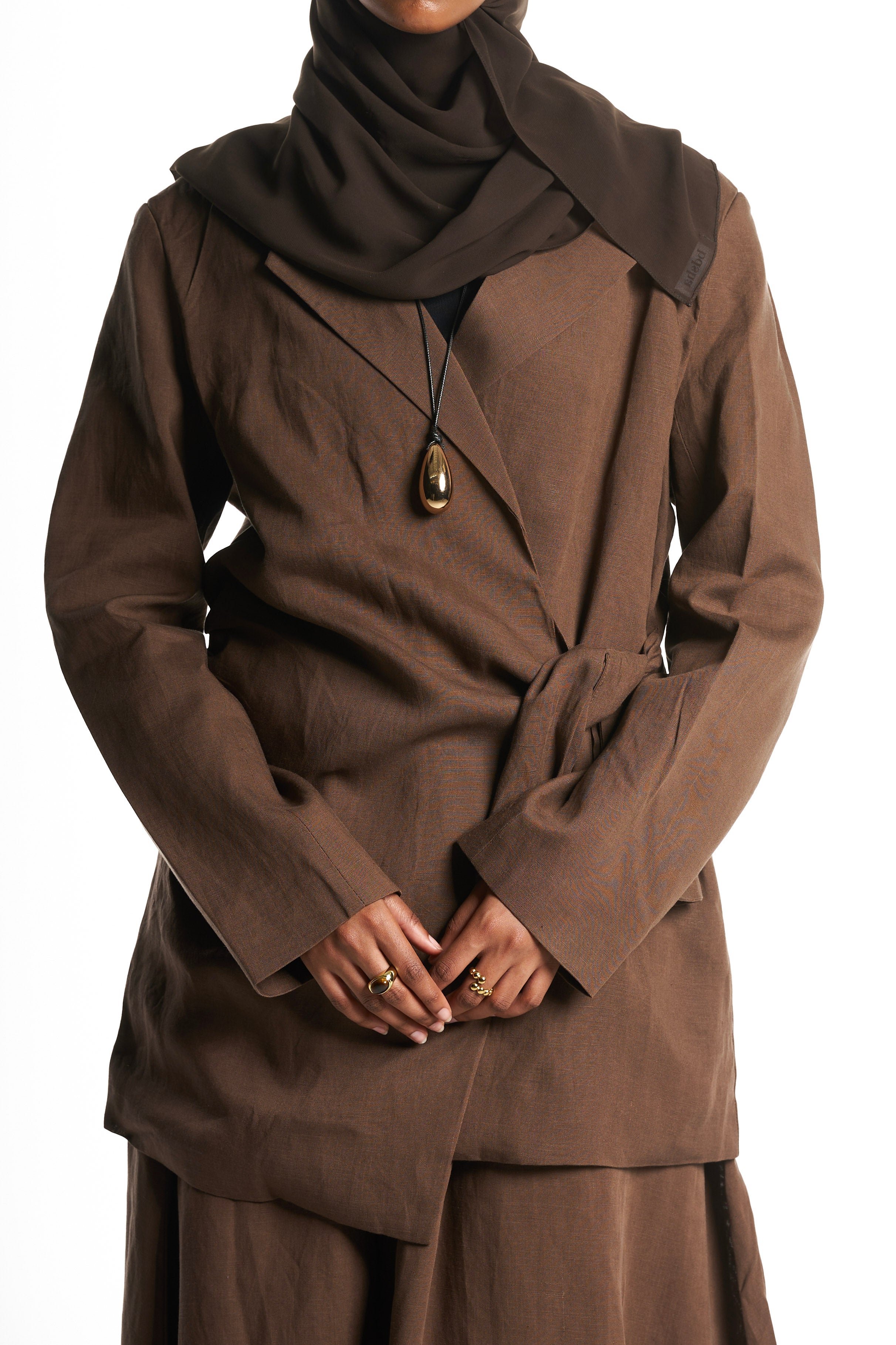 Brown Tailored Wrap Top