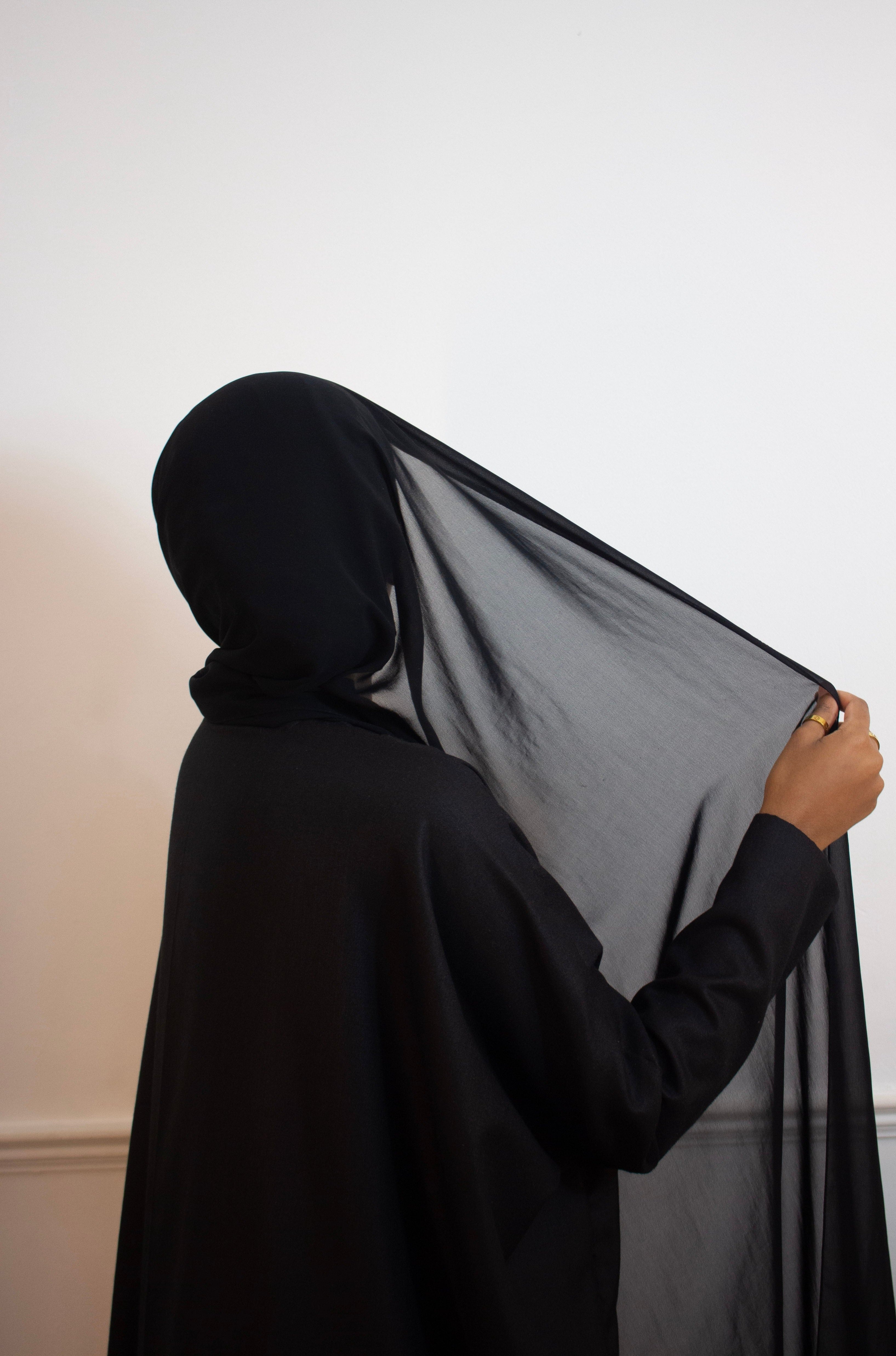 Silk Chiffon Hijab - Black