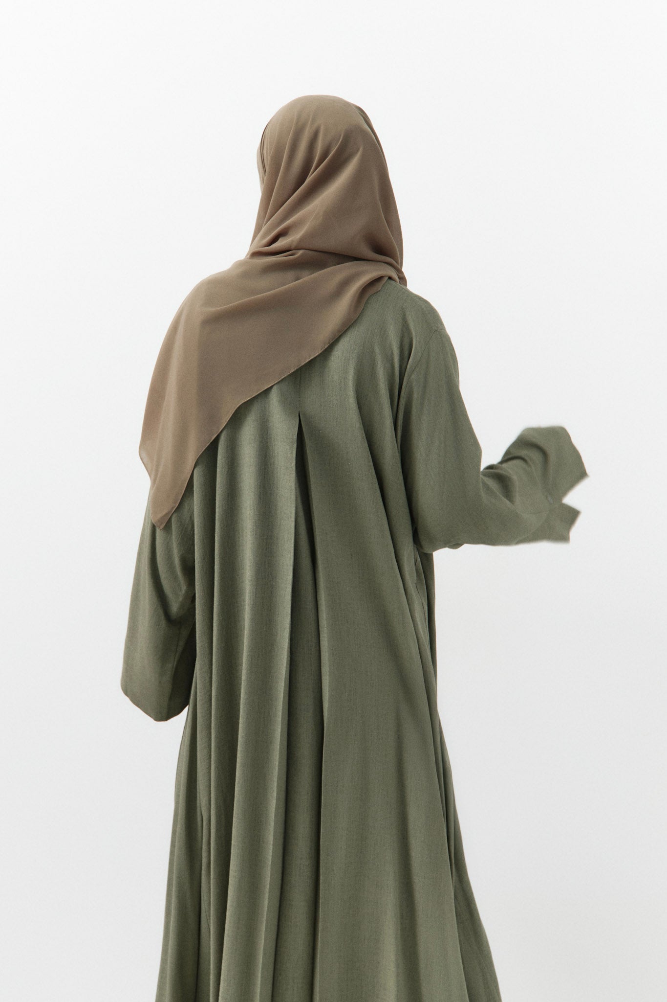 Sage Linen Wrap Open Abaya