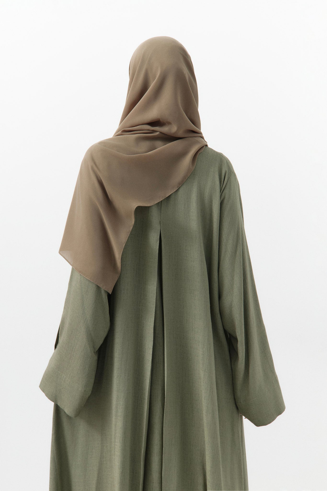 Sage Linen Wrap Open Abaya