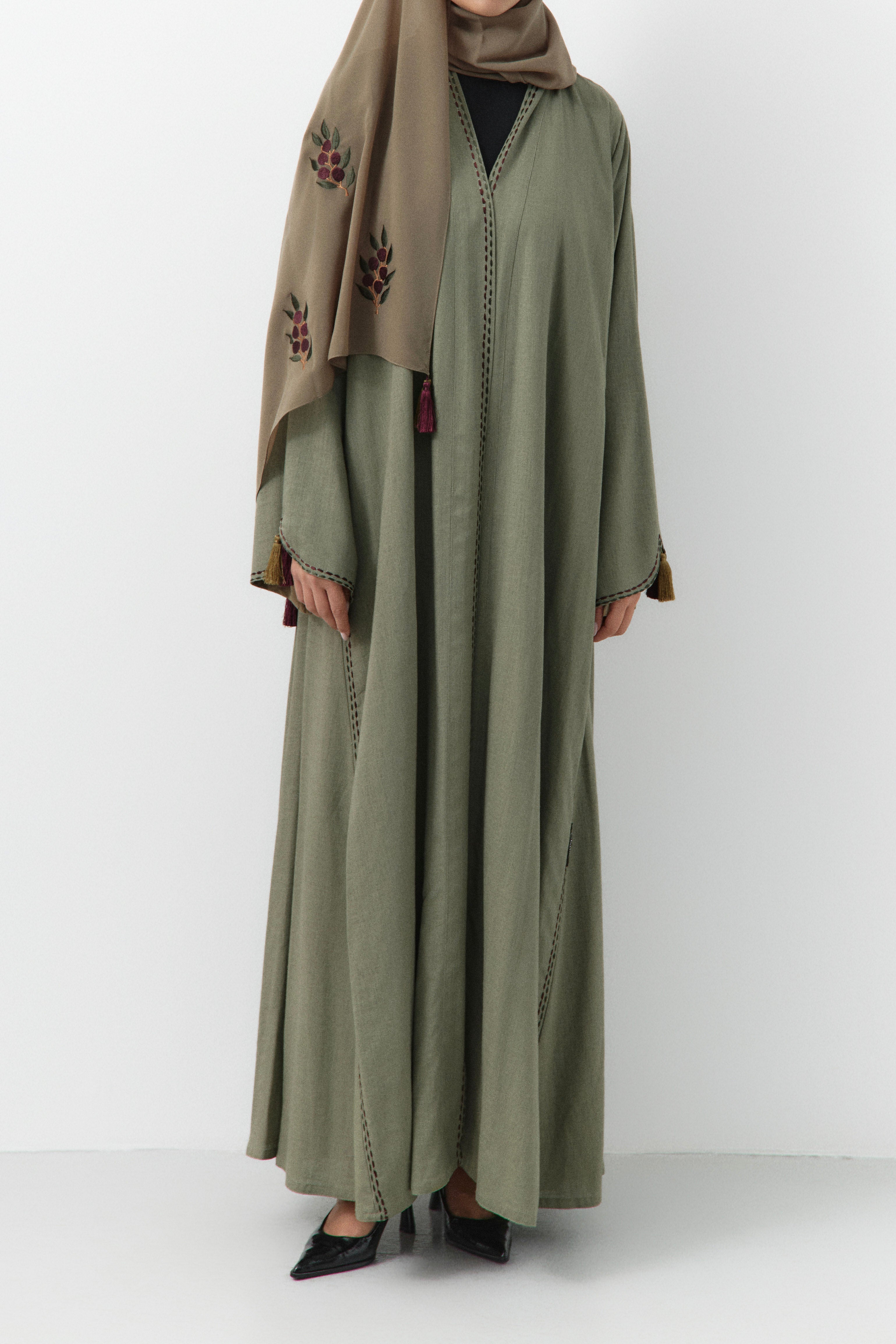 Olive Embroidery Abaya