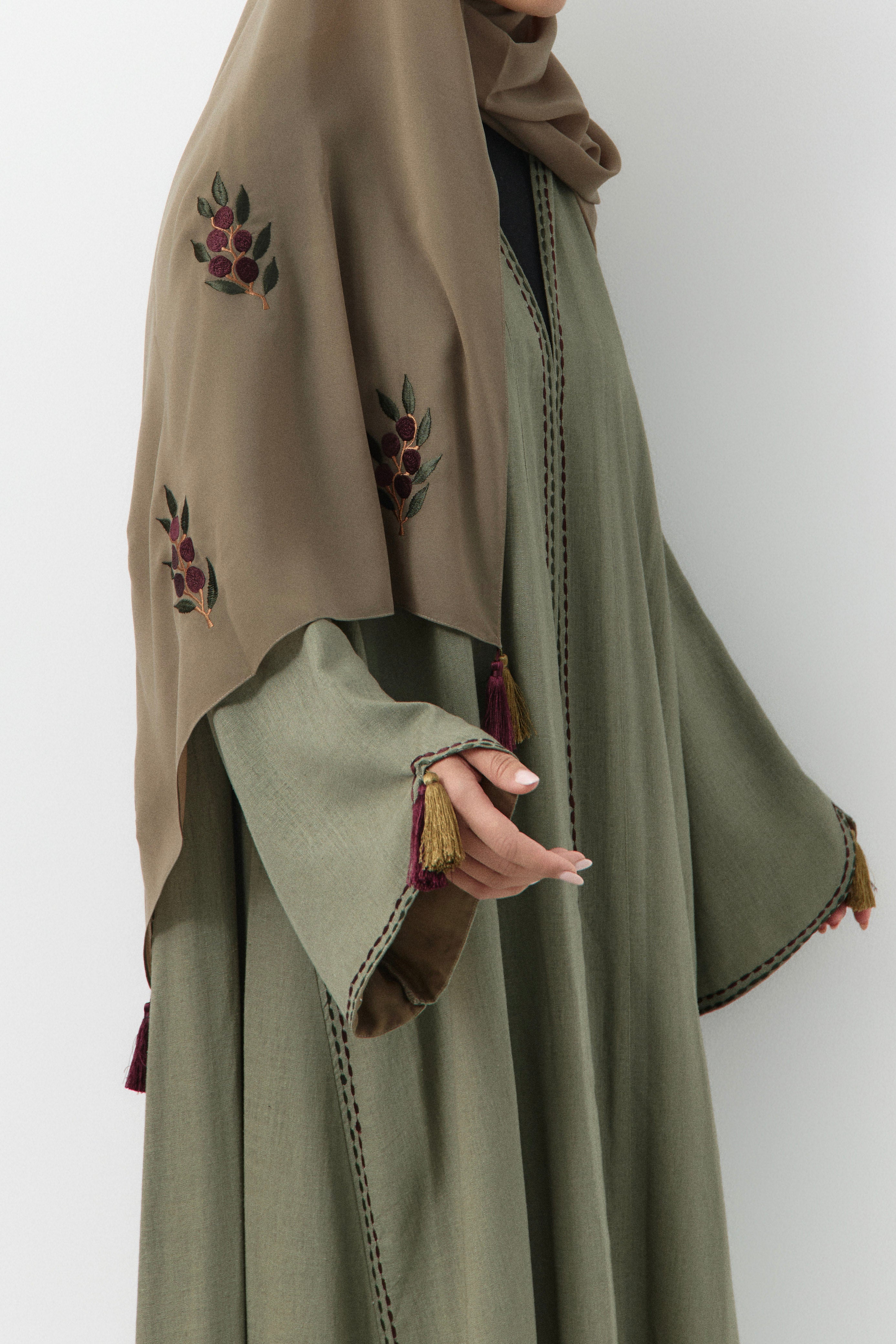 Olive Embroidery Abaya