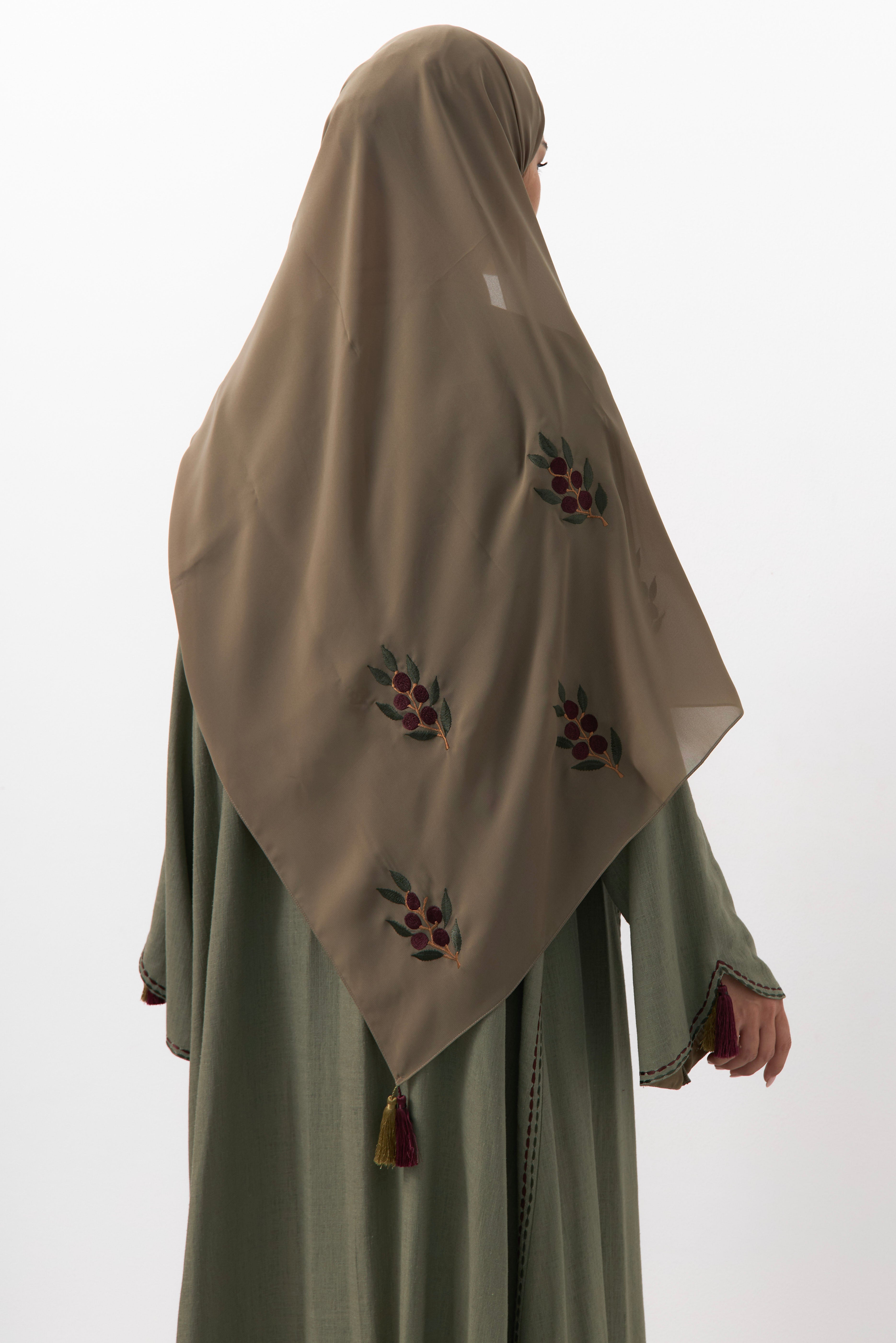 Olive Embroidery Abaya