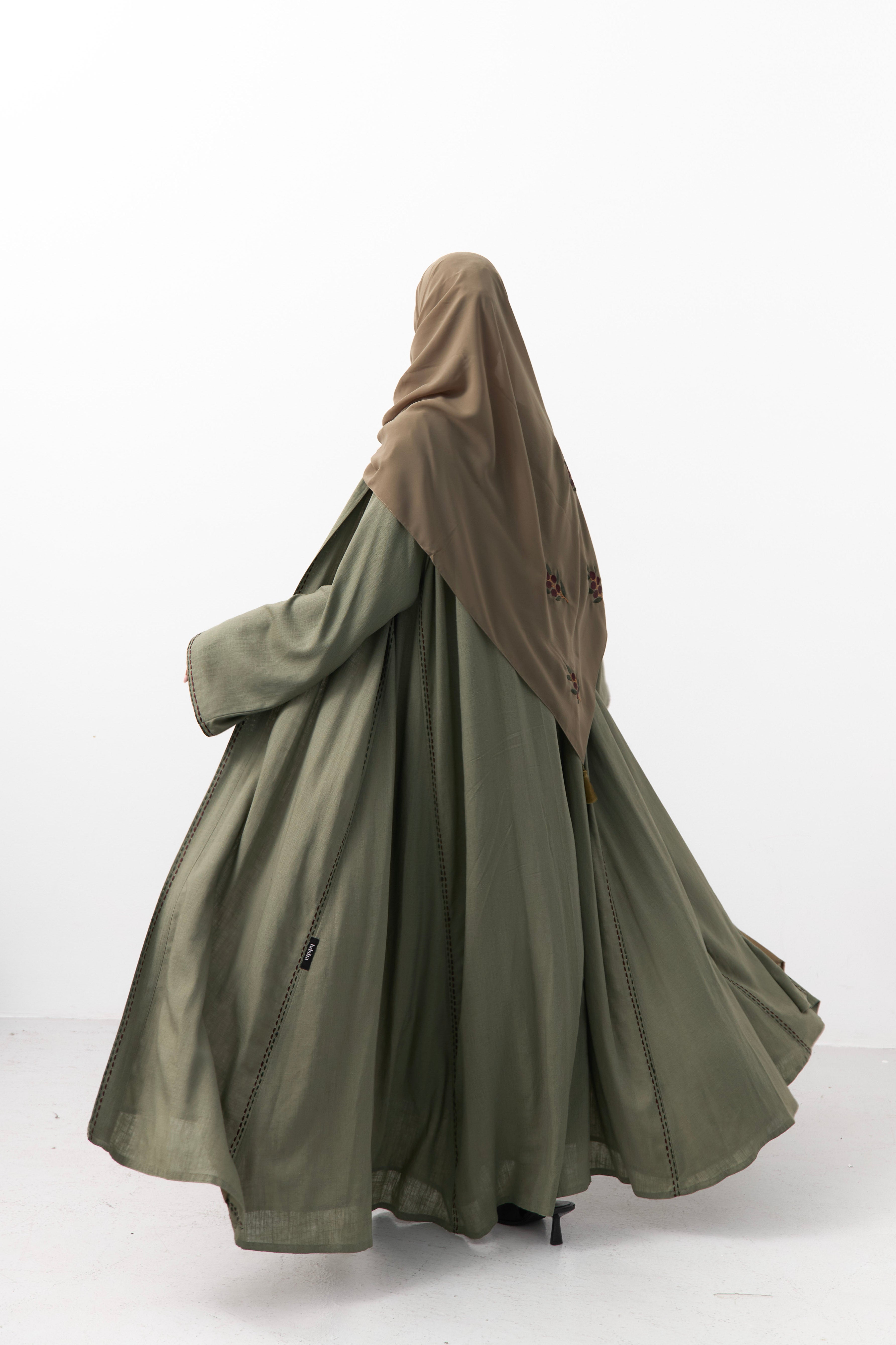 Olive Embroidery Abaya