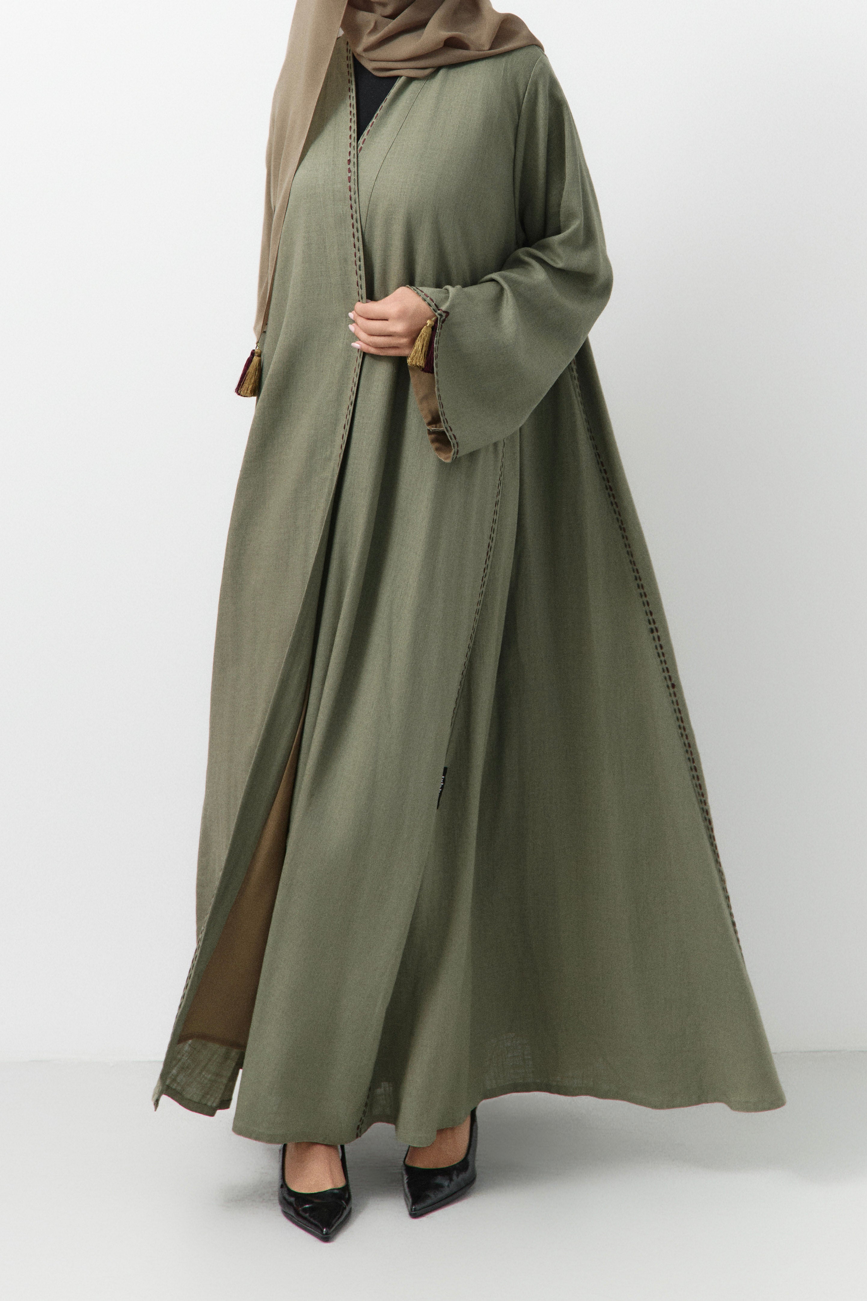 Olive Embroidery Abaya