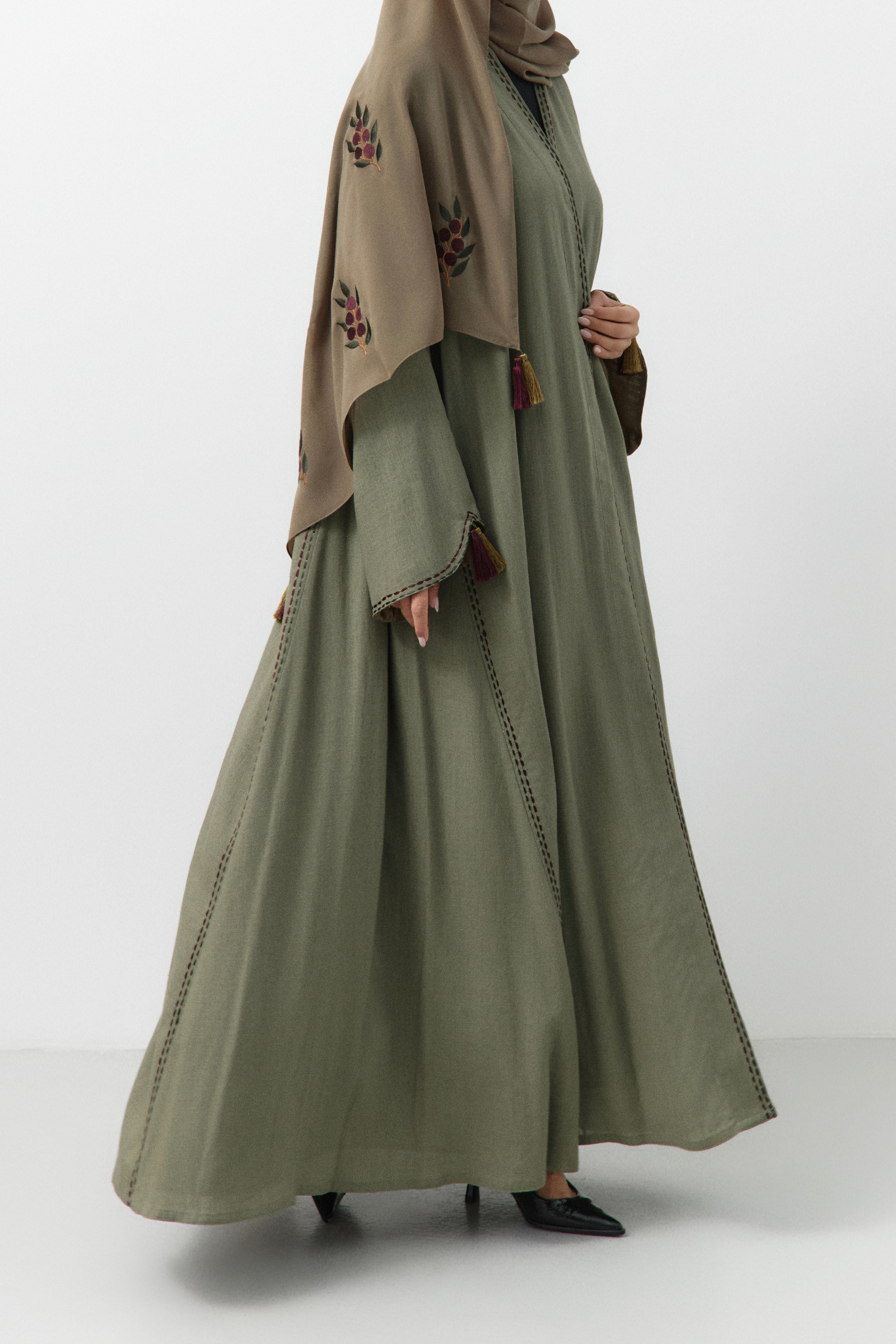 Olive Embroidery Abaya