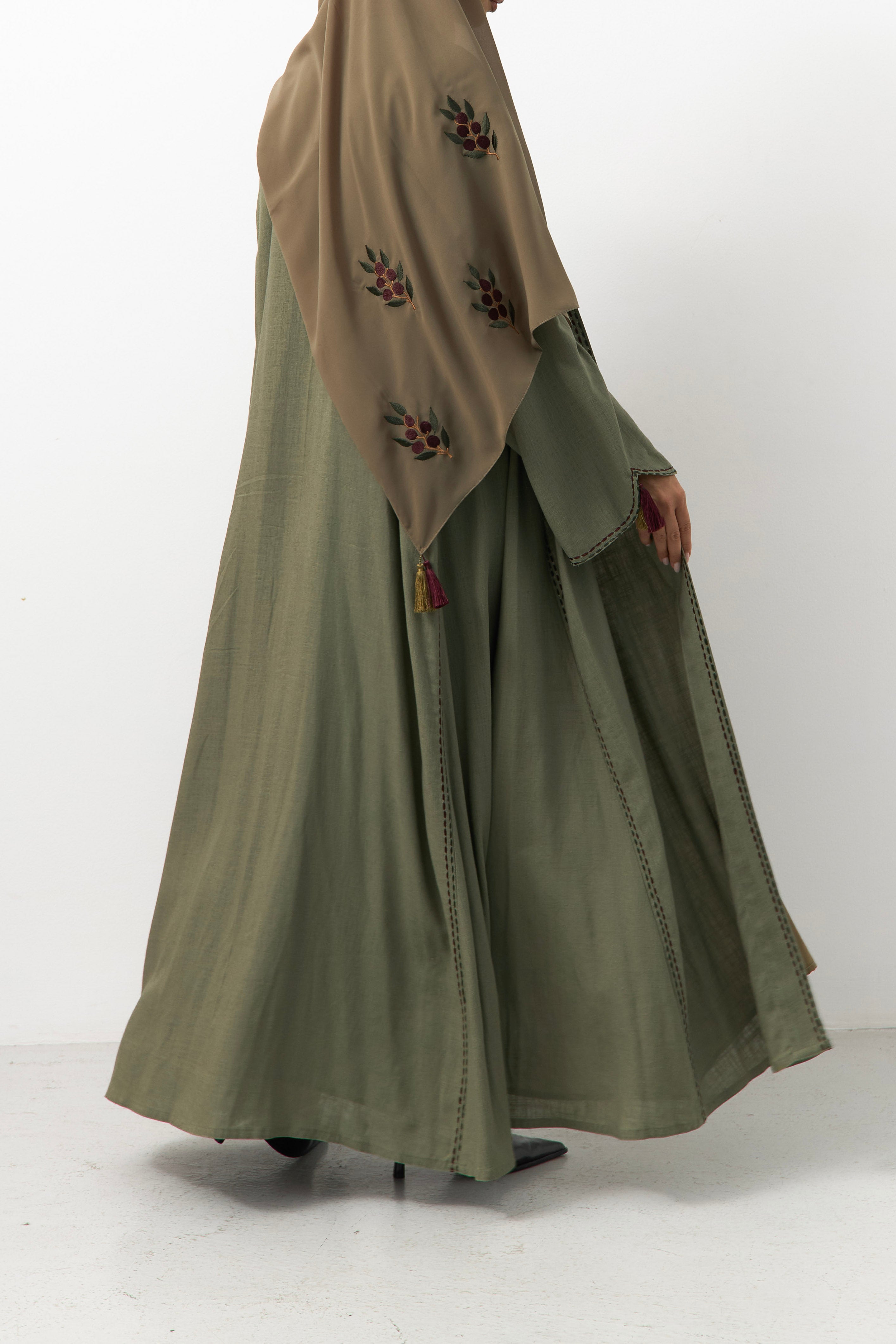 Olive Embroidery Abaya