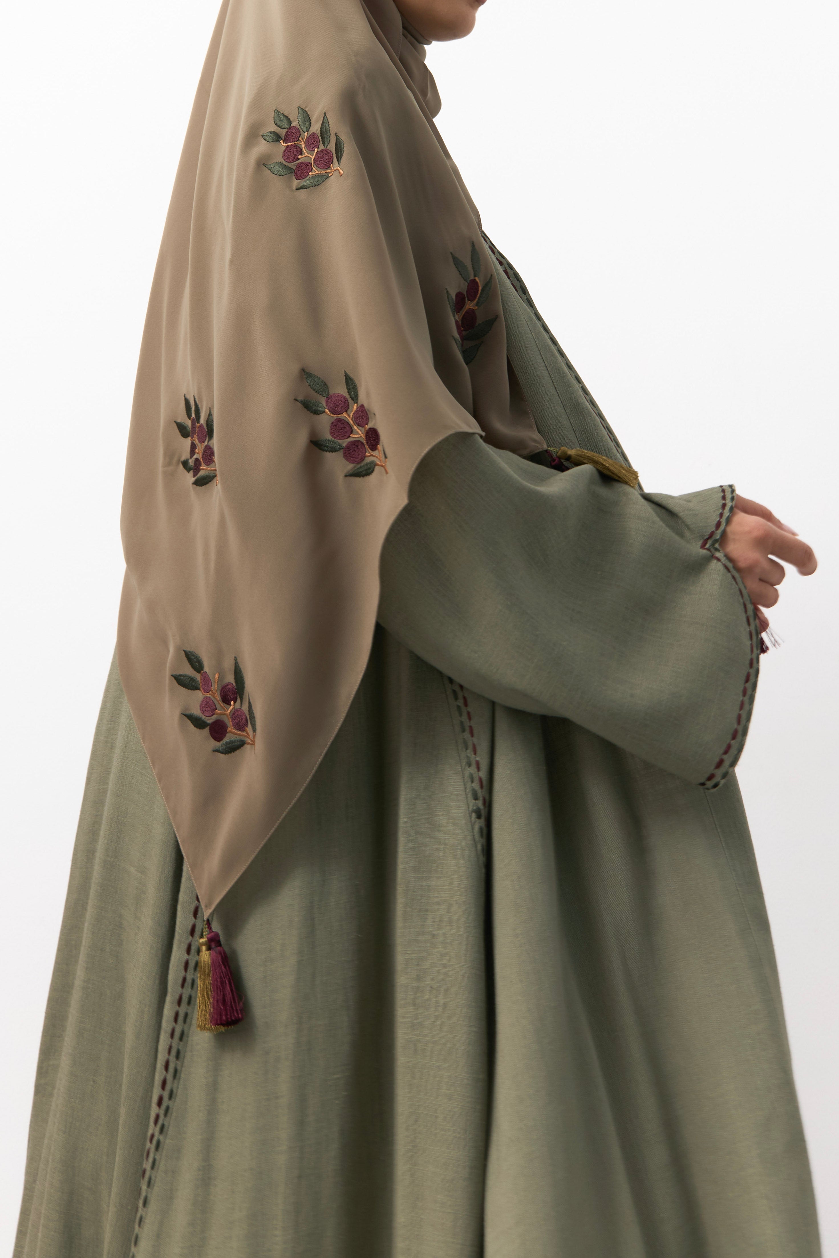 Olive Embroidery Abaya