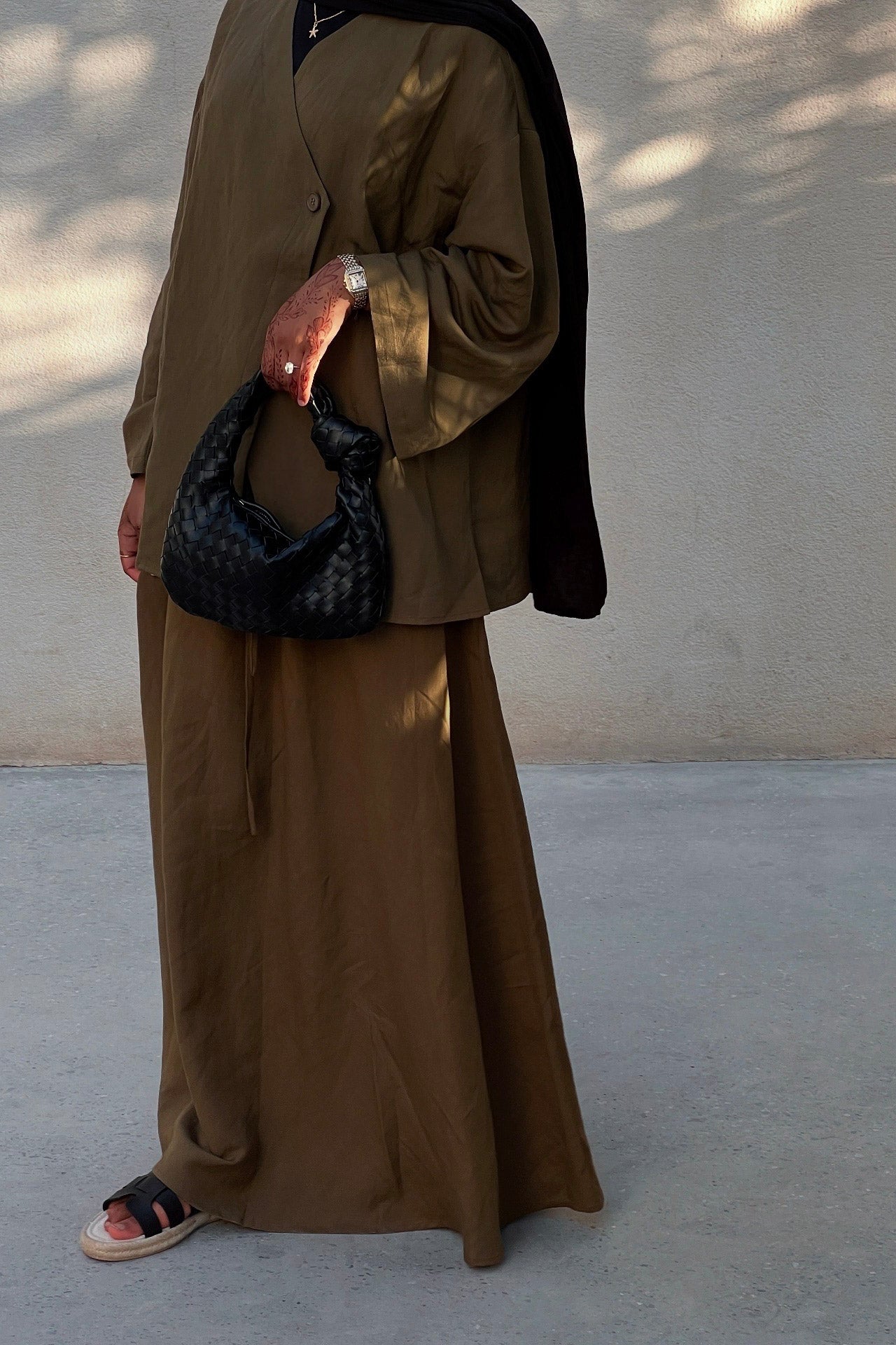 Olive Green Linen Blend Top - 1 Week