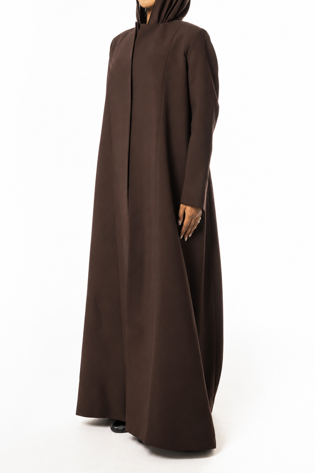 Chocolate Brown Structured Coat Abaya