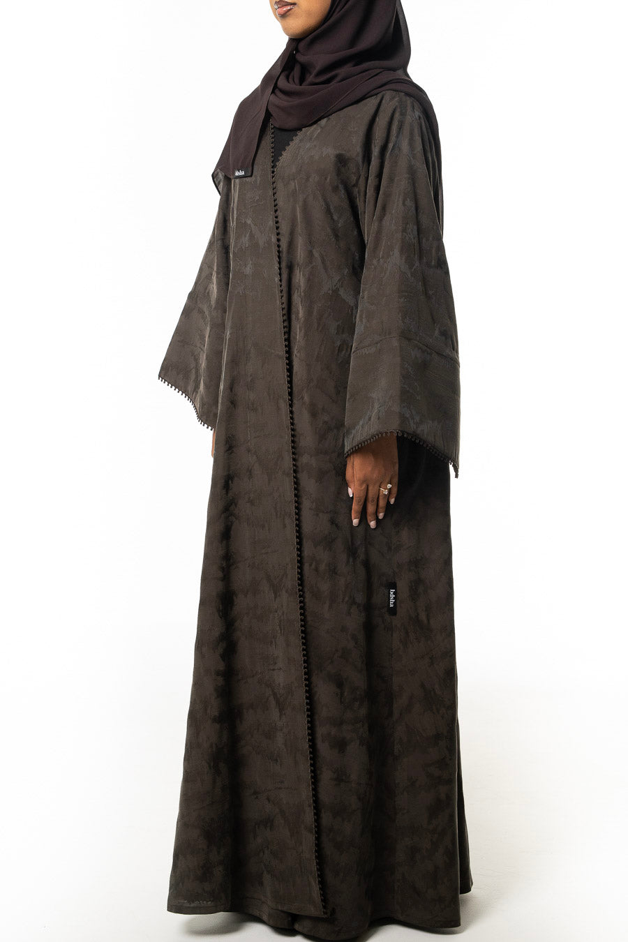 Olive Textured Trim Abaya