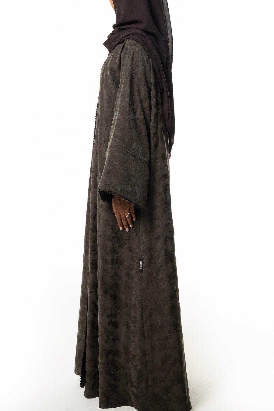 Olive Textured Trim Abaya