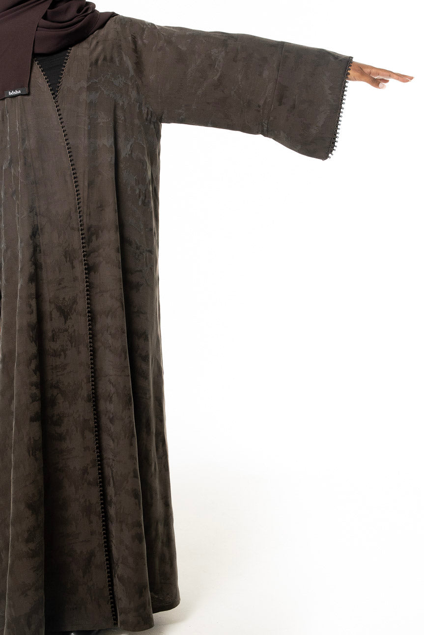Olive Textured Trim Abaya