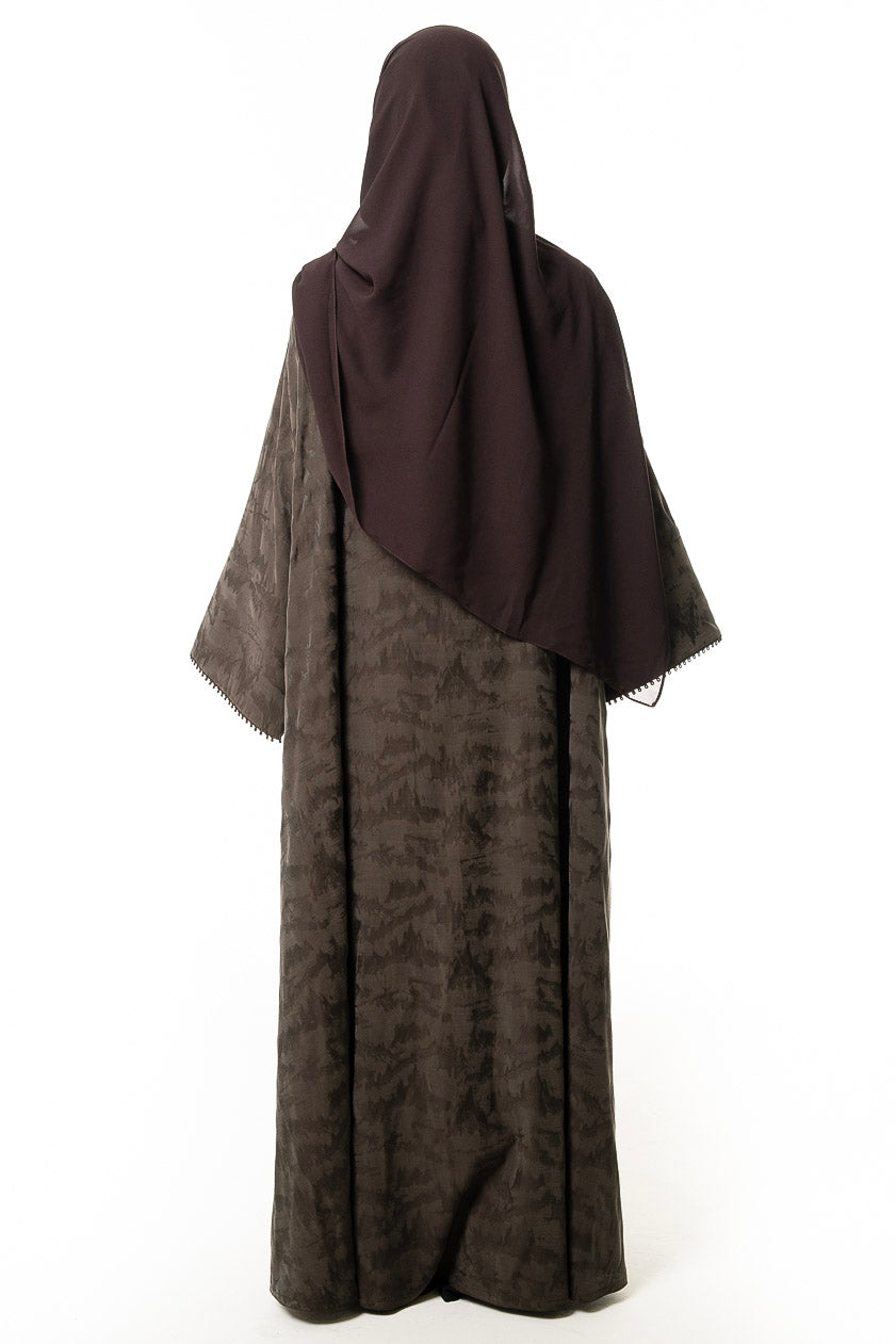 Olive Textured Trim Abaya