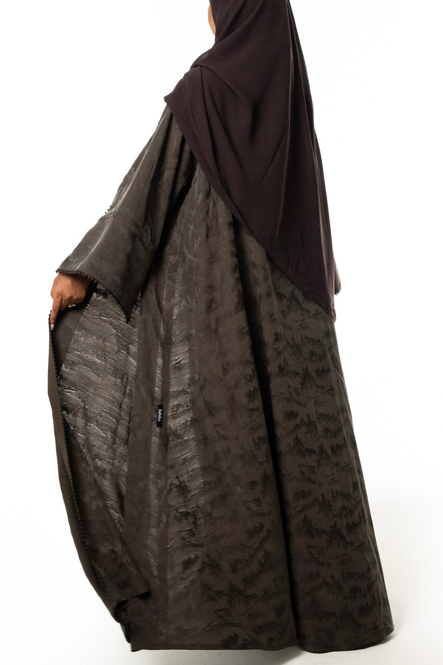 Olive Textured Trim Abaya