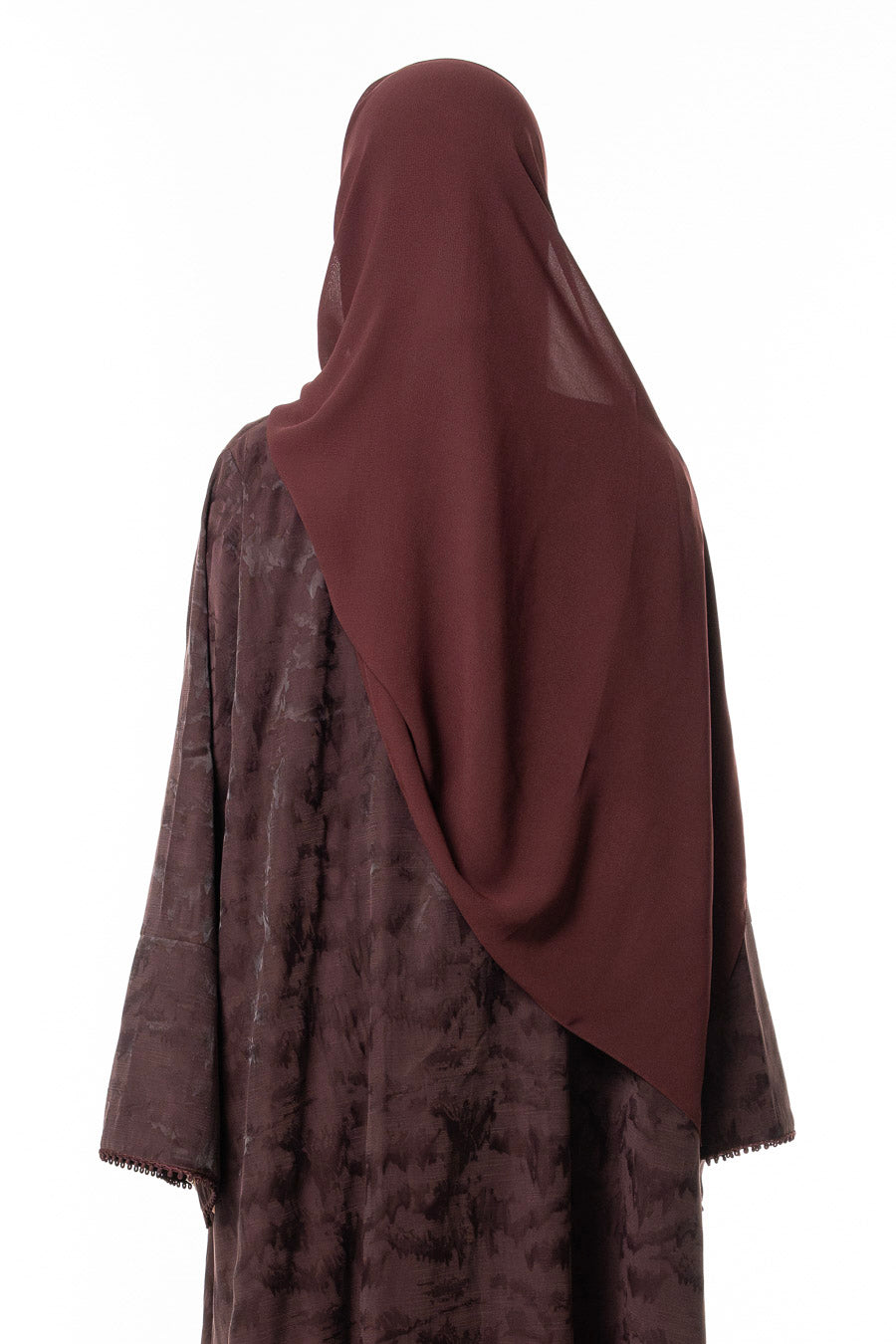 Burgundy Textured Trim Abaya