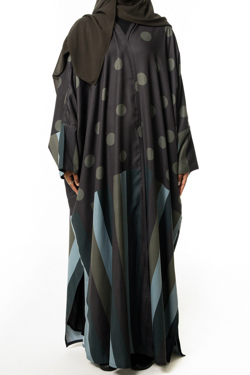 Olive Polka Stripe Abaya