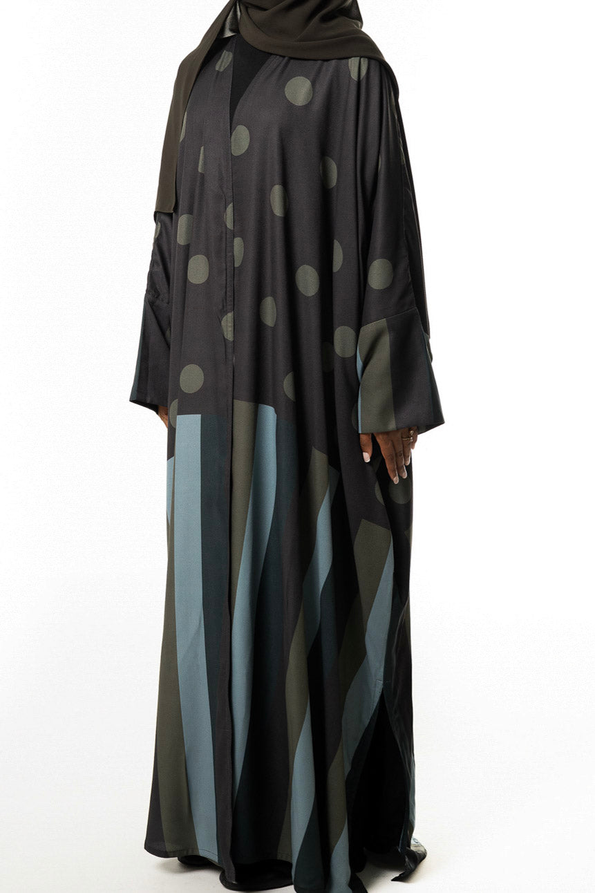 Olive Polka Stripe Abaya