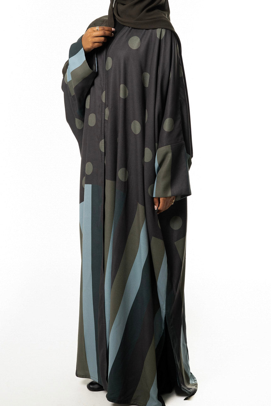 Olive Polka Stripe Abaya