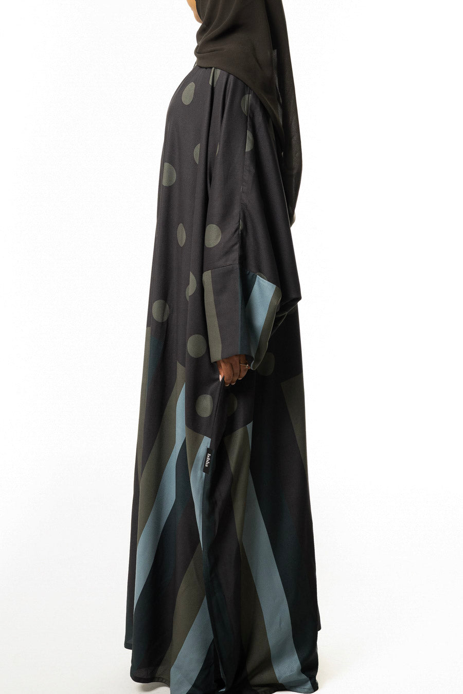 Olive Polka Stripe Abaya
