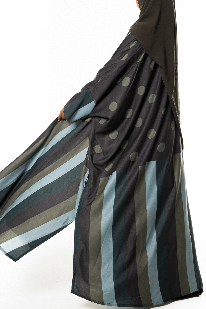 Olive Polka Stripe Abaya