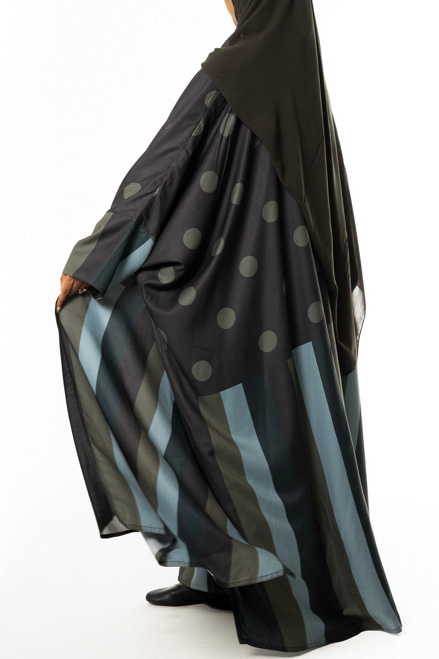 Olive Polka Stripe Abaya