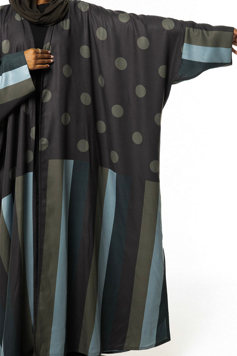 Olive Polka Stripe Abaya