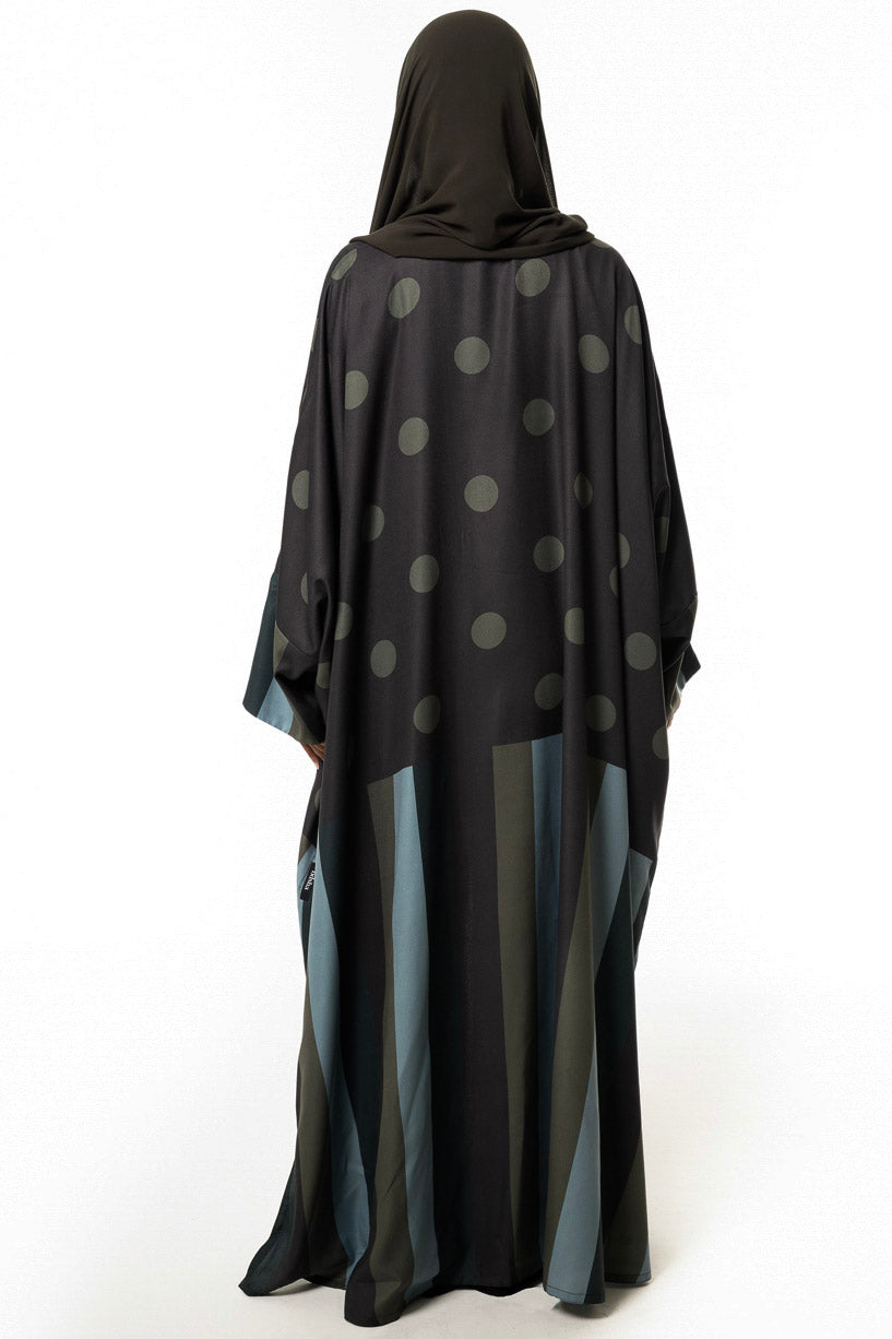 Olive Polka Stripe Abaya