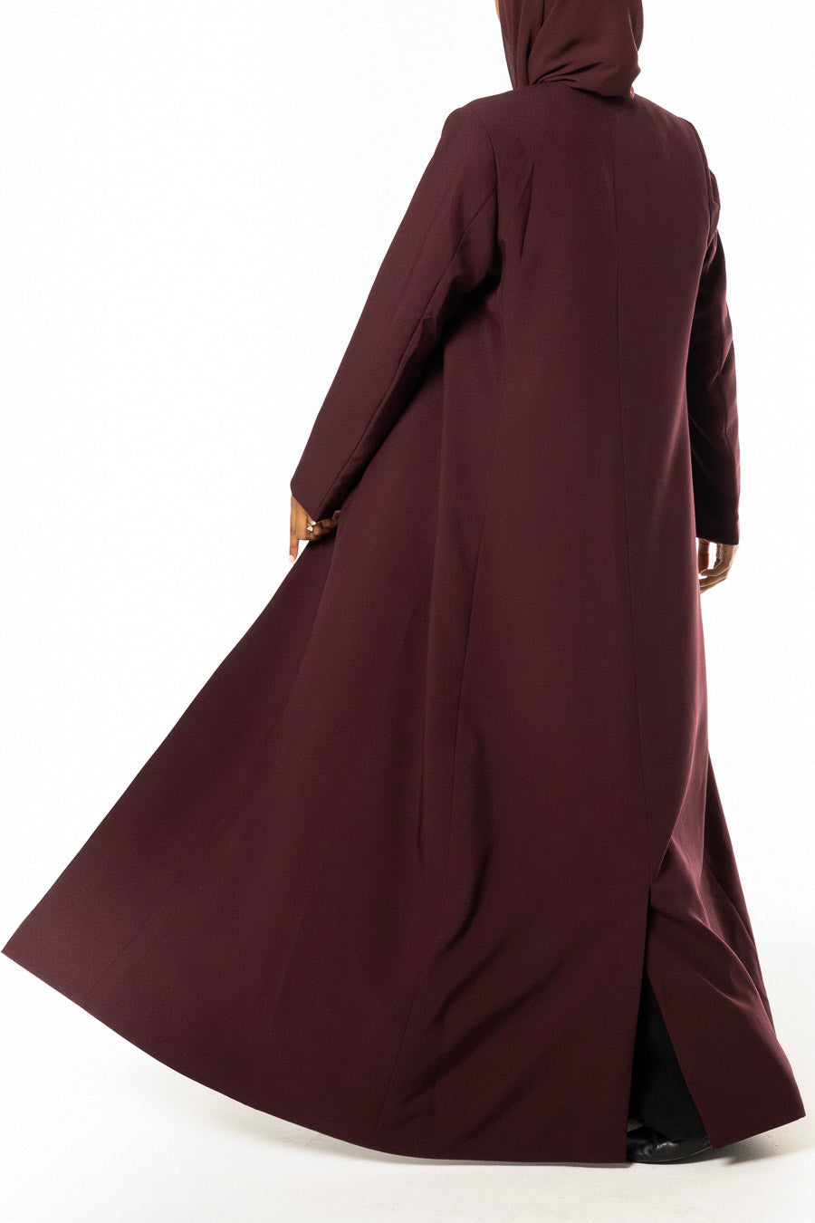 Maroon Structured Coat Abaya
