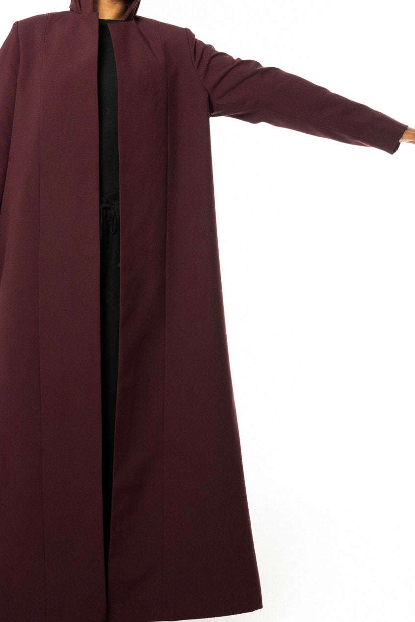Maroon Structured Coat Abaya