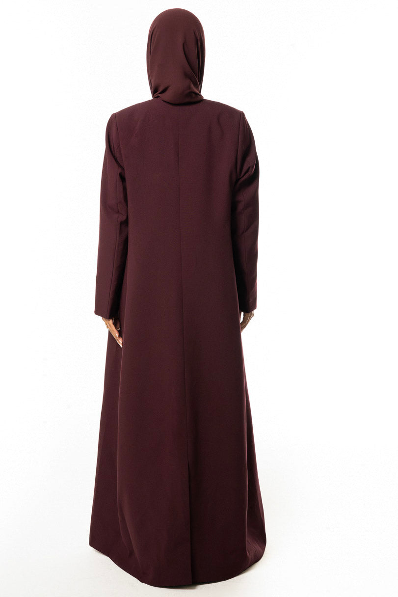 Maroon Structured Coat Abaya
