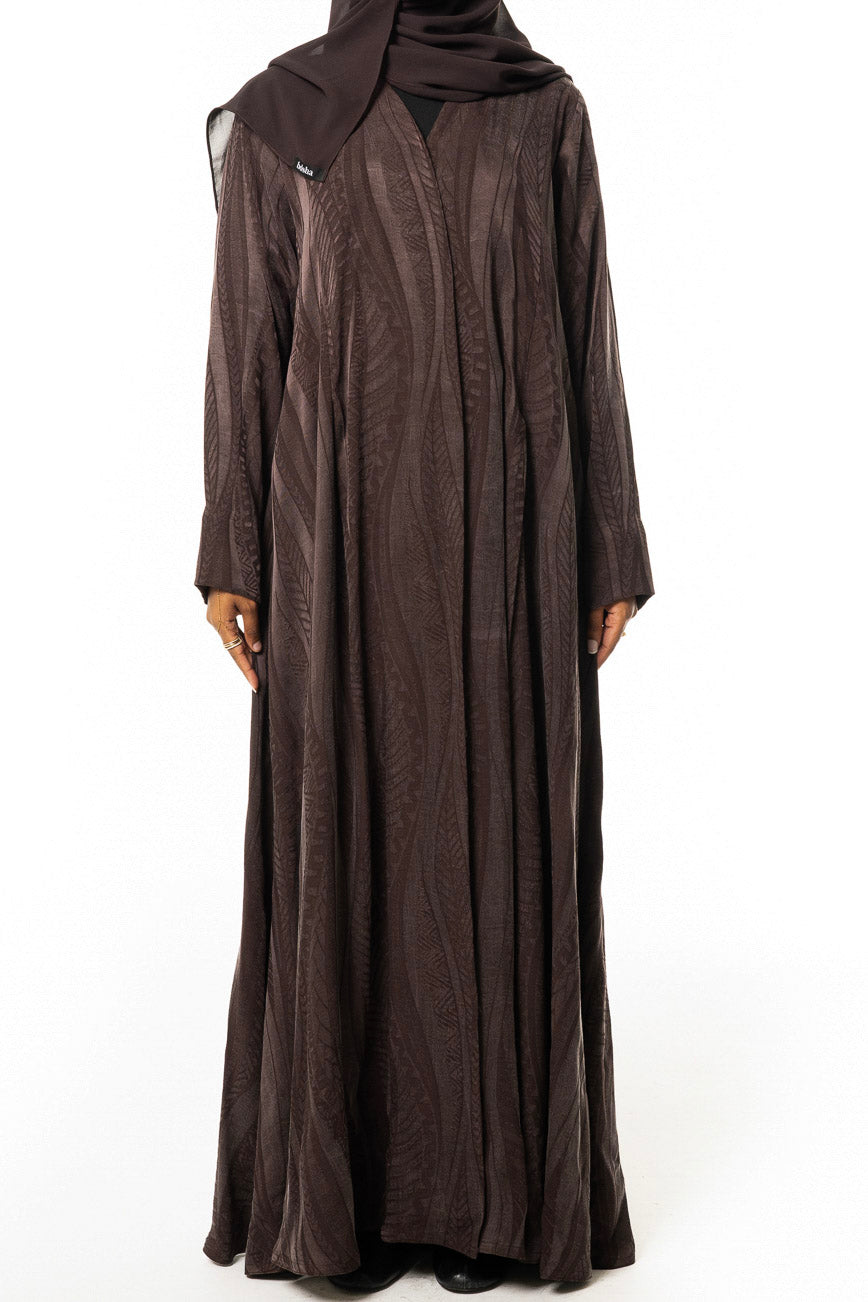 Brown Japanese Jacquard Silk Abaya