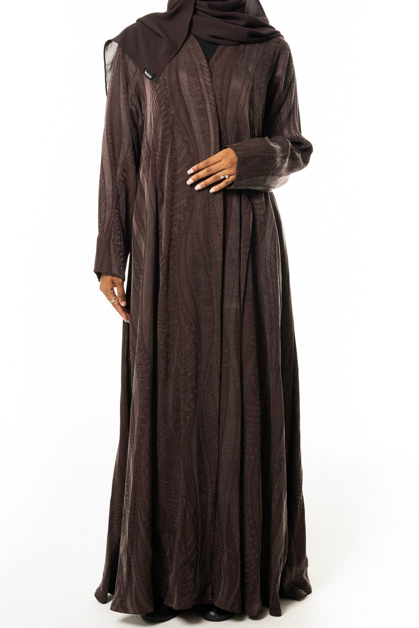 Brown Japanese Jacquard Silk Abaya