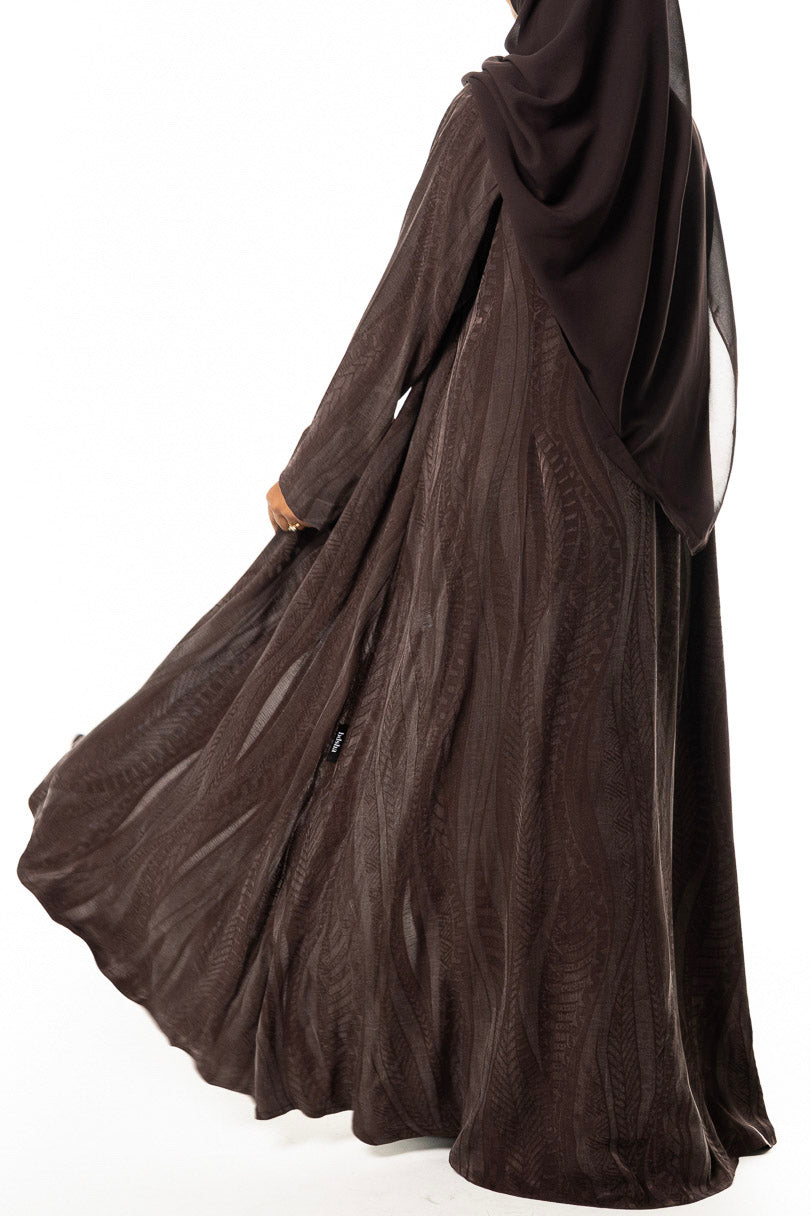 Brown Japanese Jacquard Silk Abaya