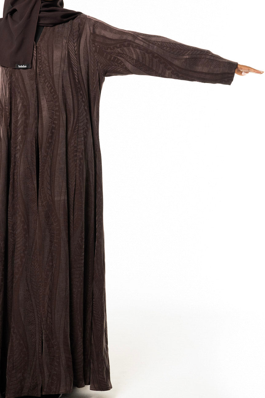 Brown Japanese Jacquard Silk Abaya