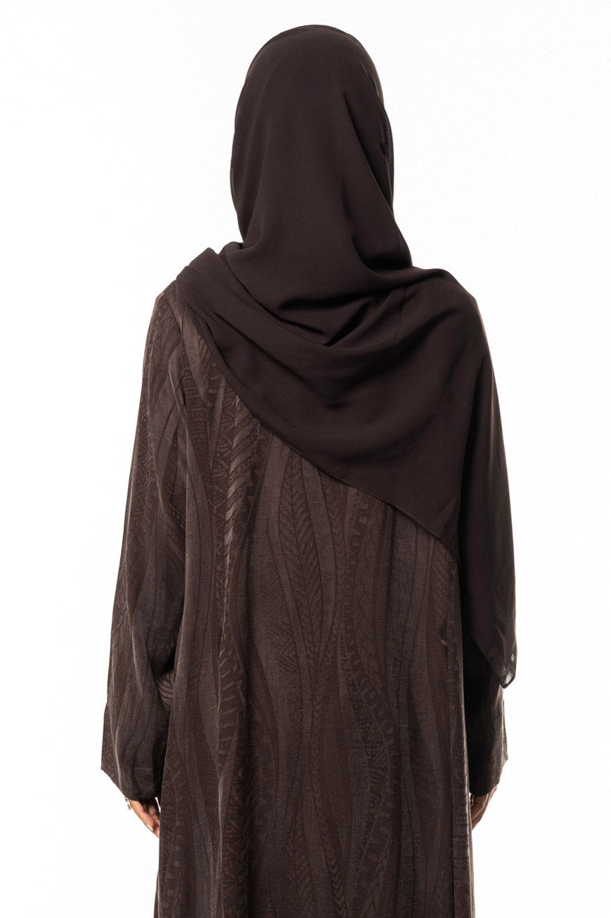 Brown Japanese Jacquard Silk Abaya
