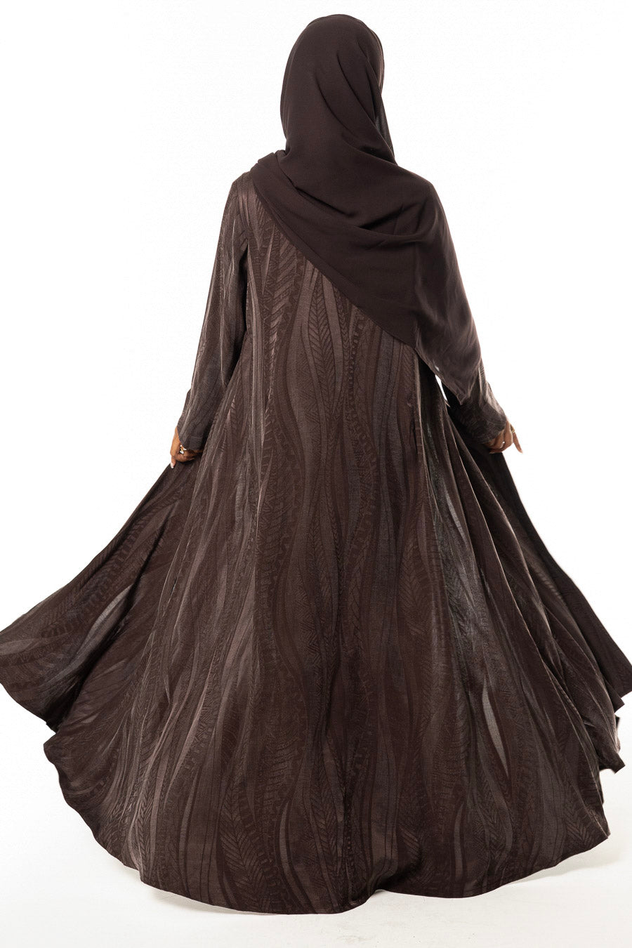 Brown Japanese Jacquard Silk Abaya