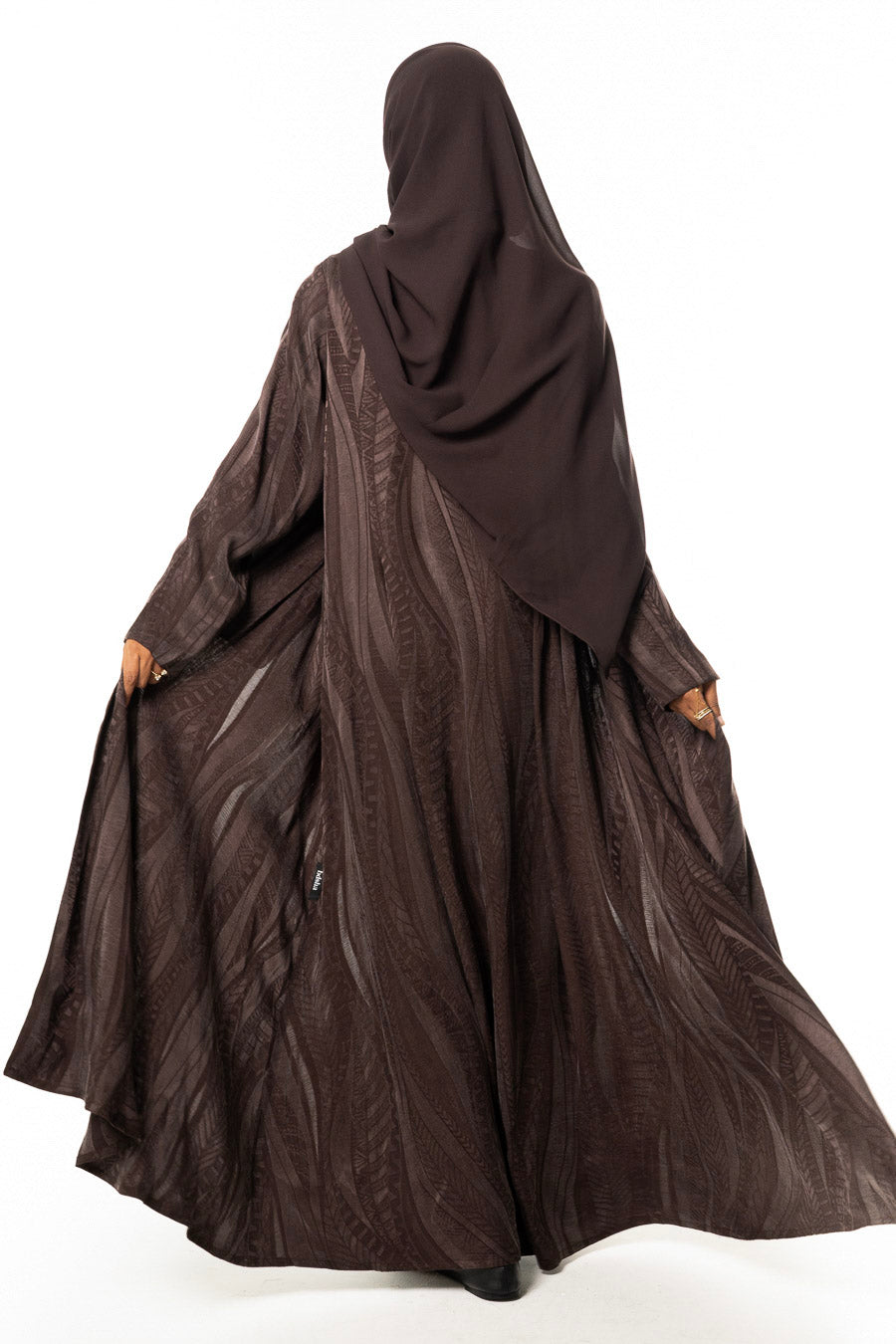 Brown Japanese Jacquard Silk Abaya