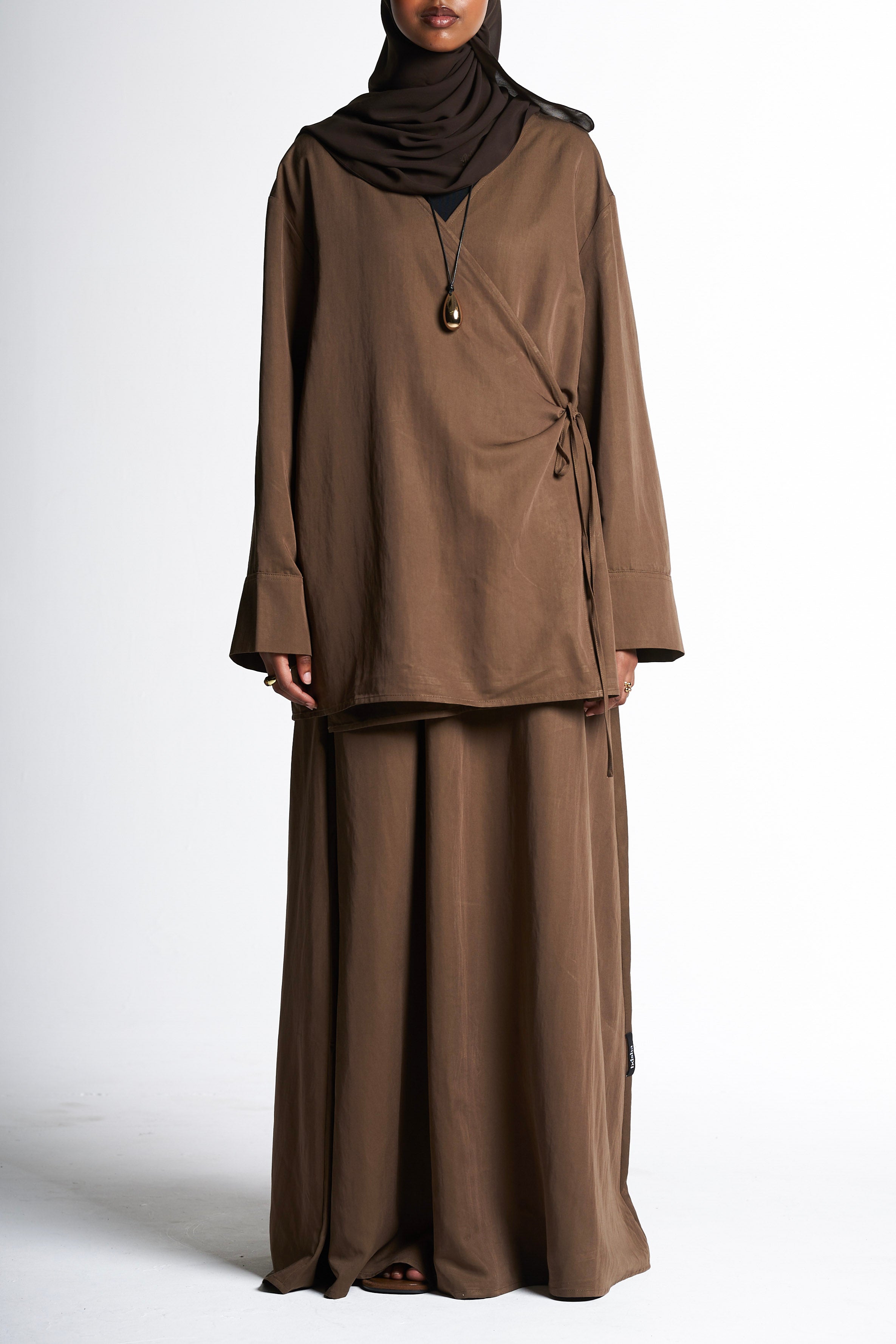Olive Kimono Set With Tie Detail