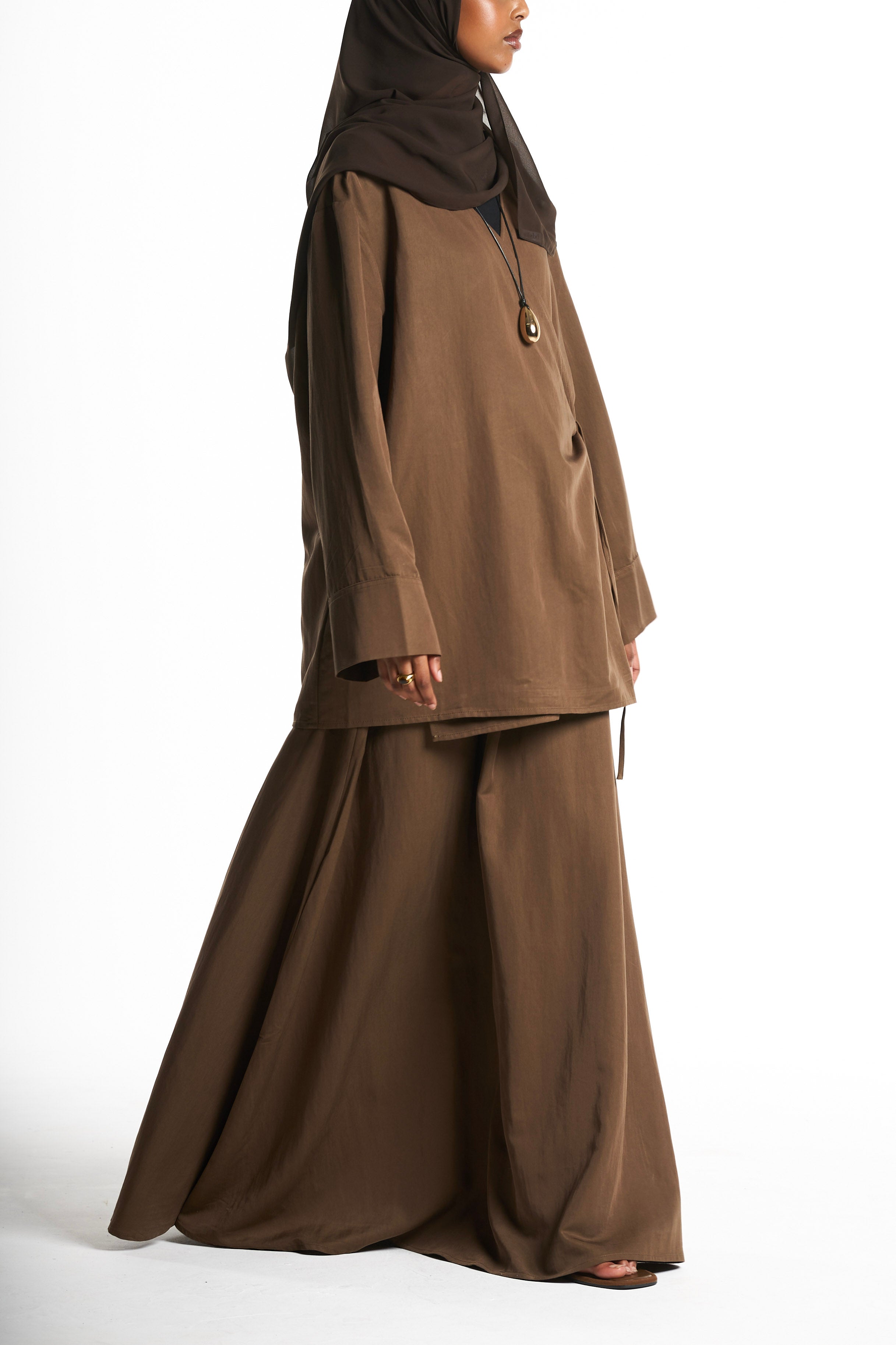 Olive Kimono Set With Tie Detail